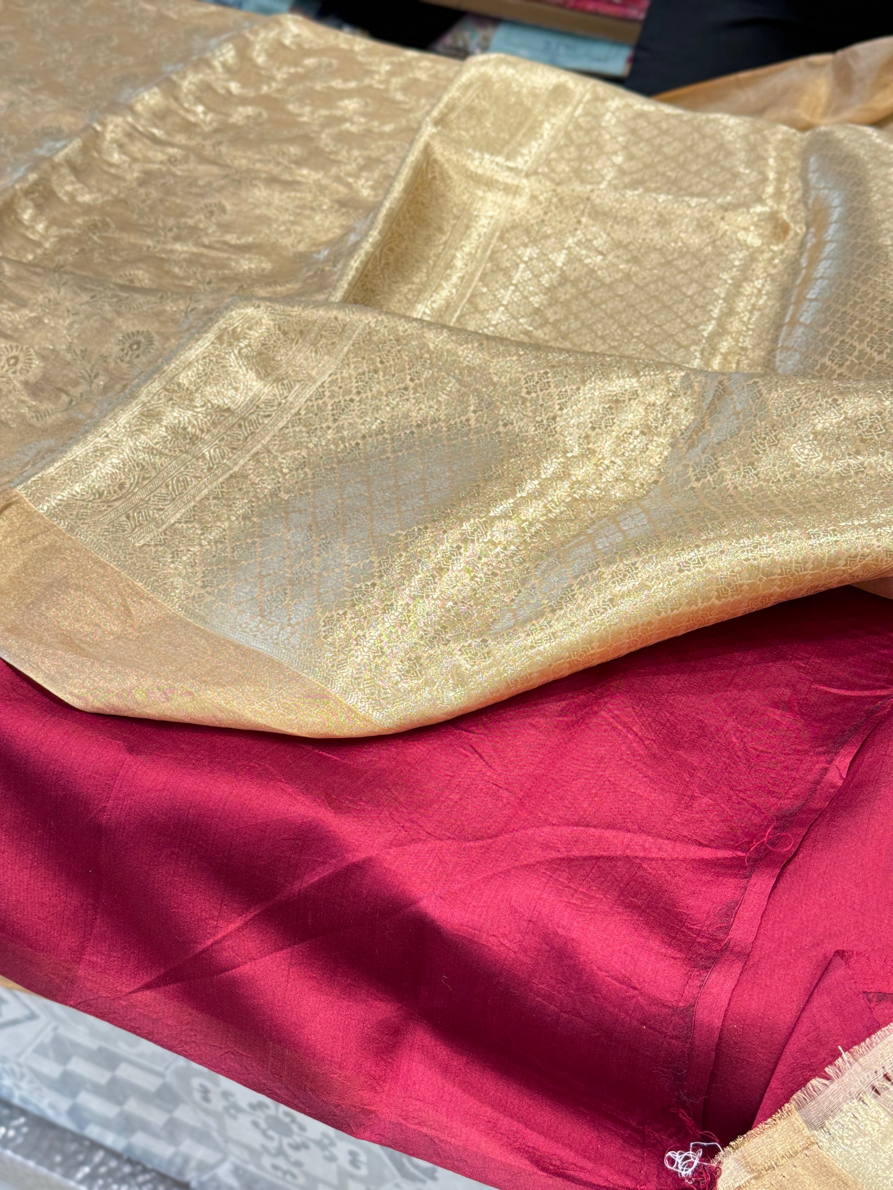 Gold Banarasi Pure Tissue Weaved Saree