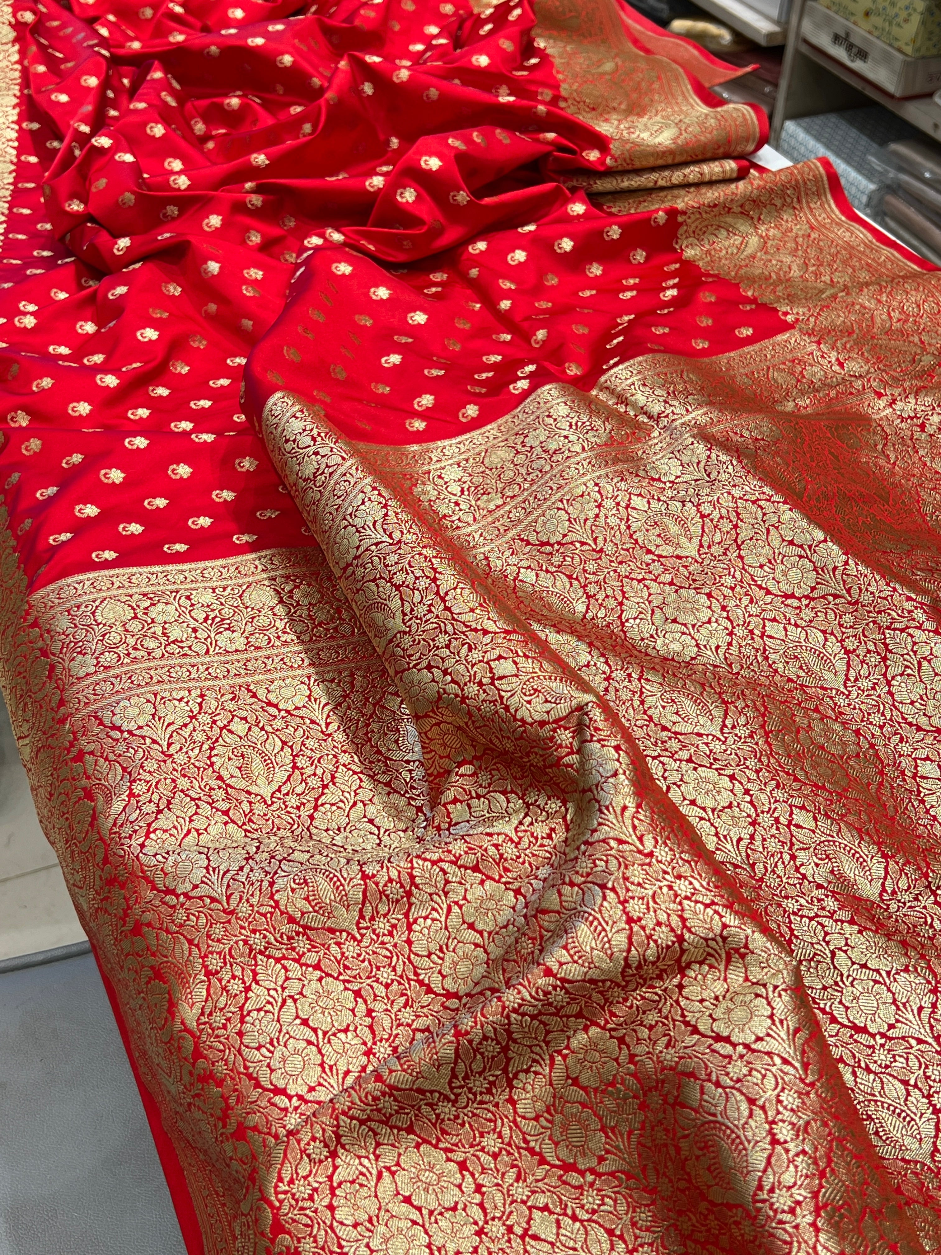 Red Banarasi Silk Butti Saree