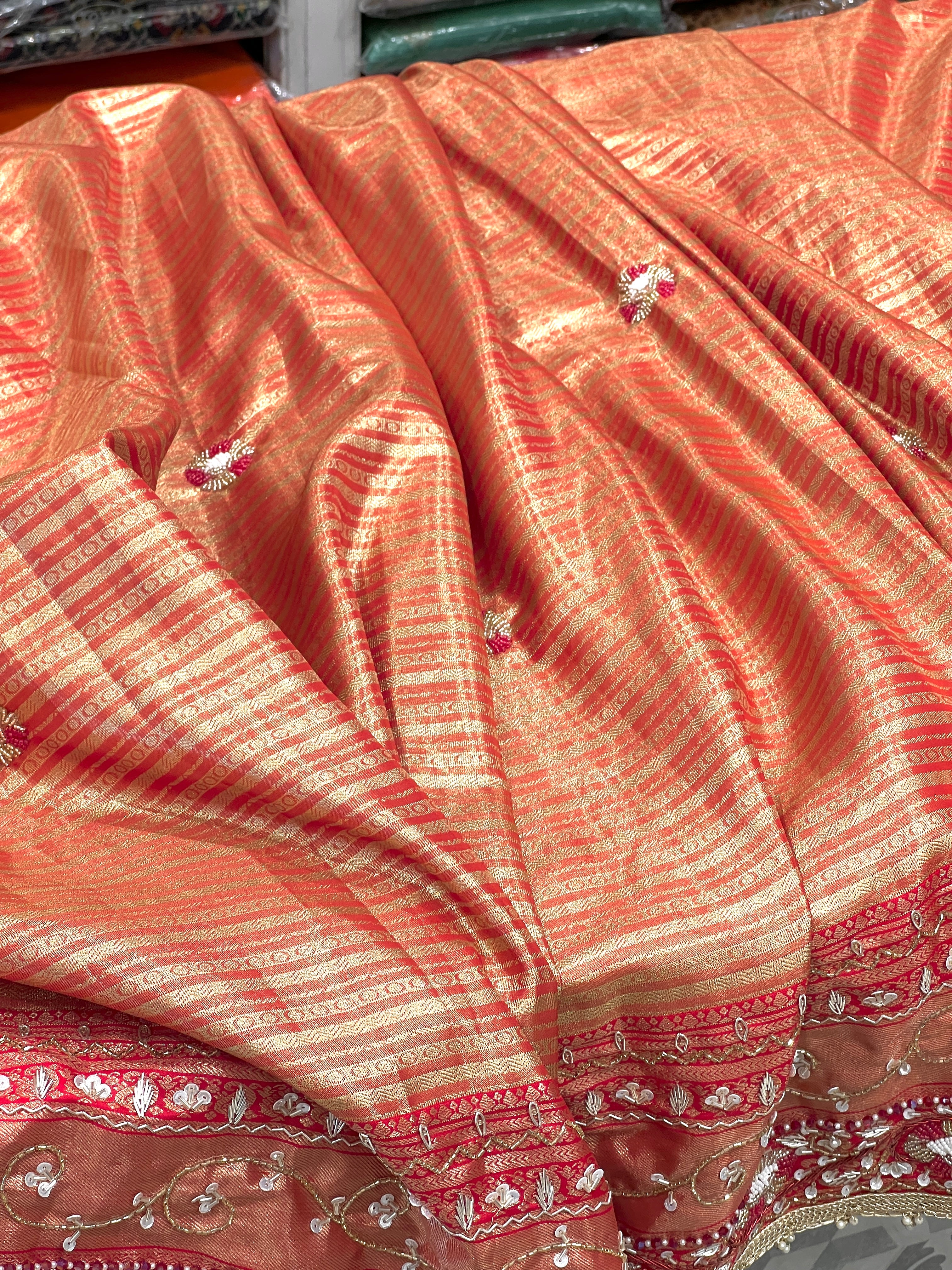 Red Kanjivaram Hand Embroidery Saree