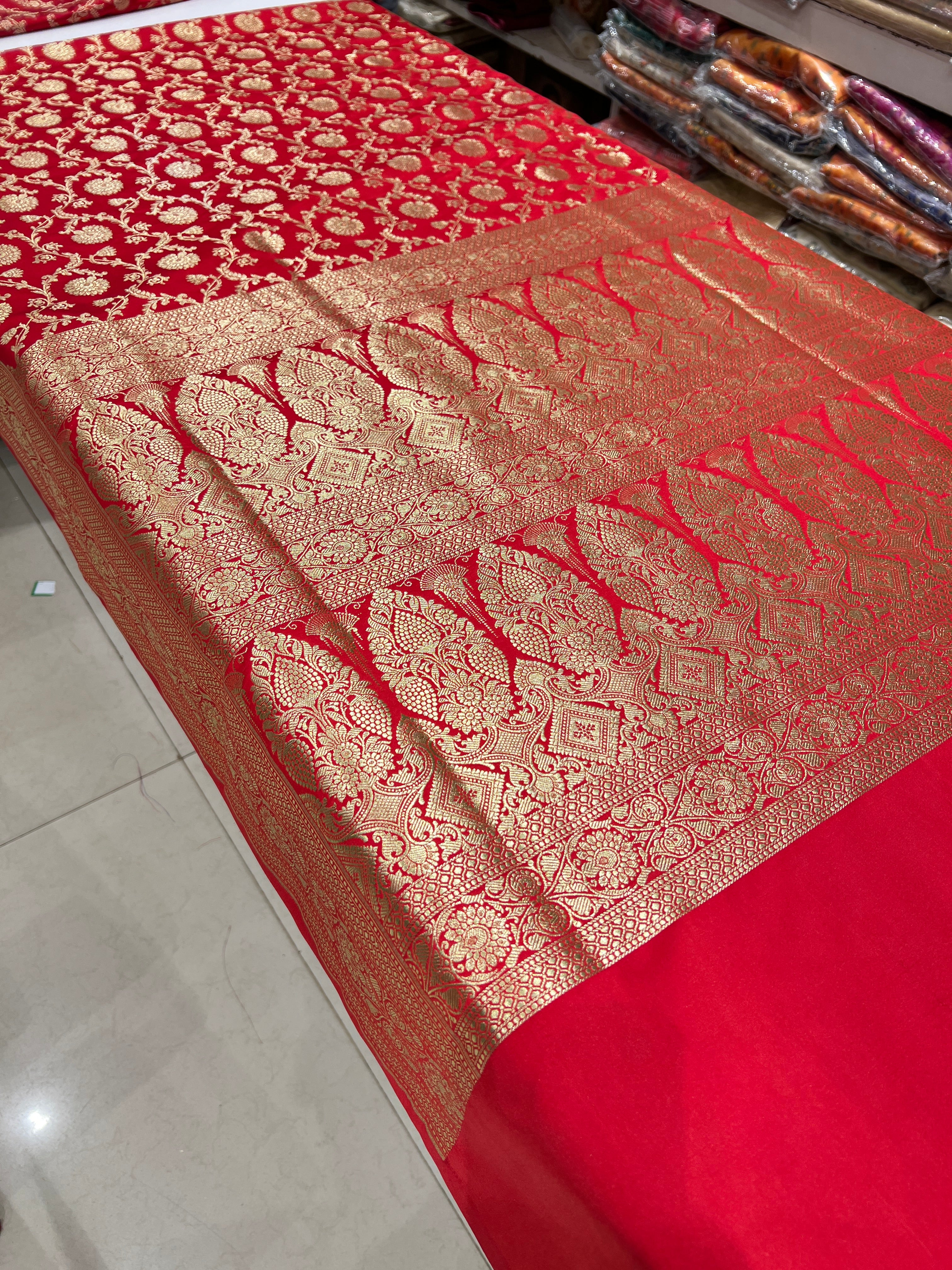 Red Banarasi Big Jaal Silk Saree