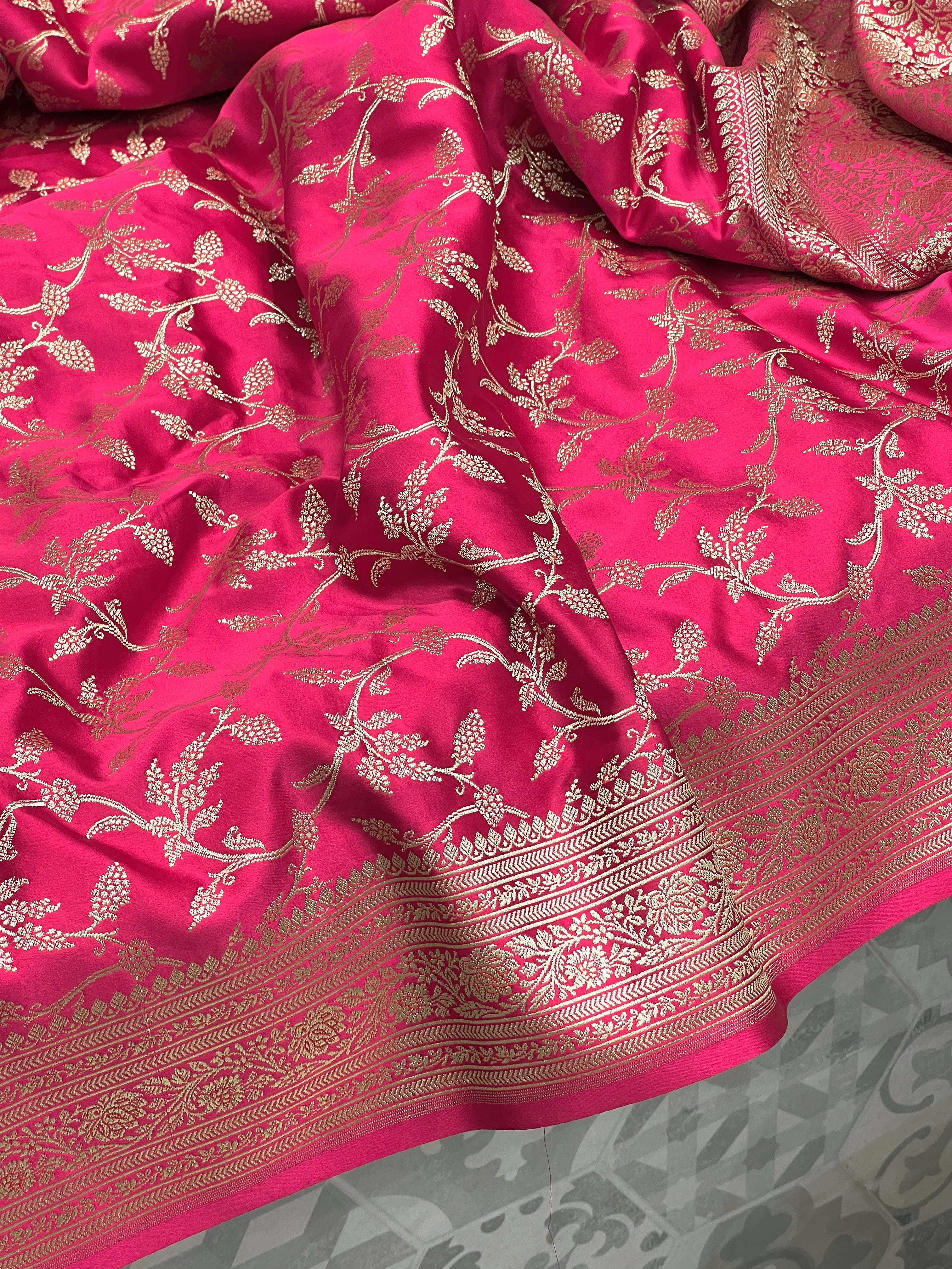 Rani Banarasi Silk Pine Jaal Saree