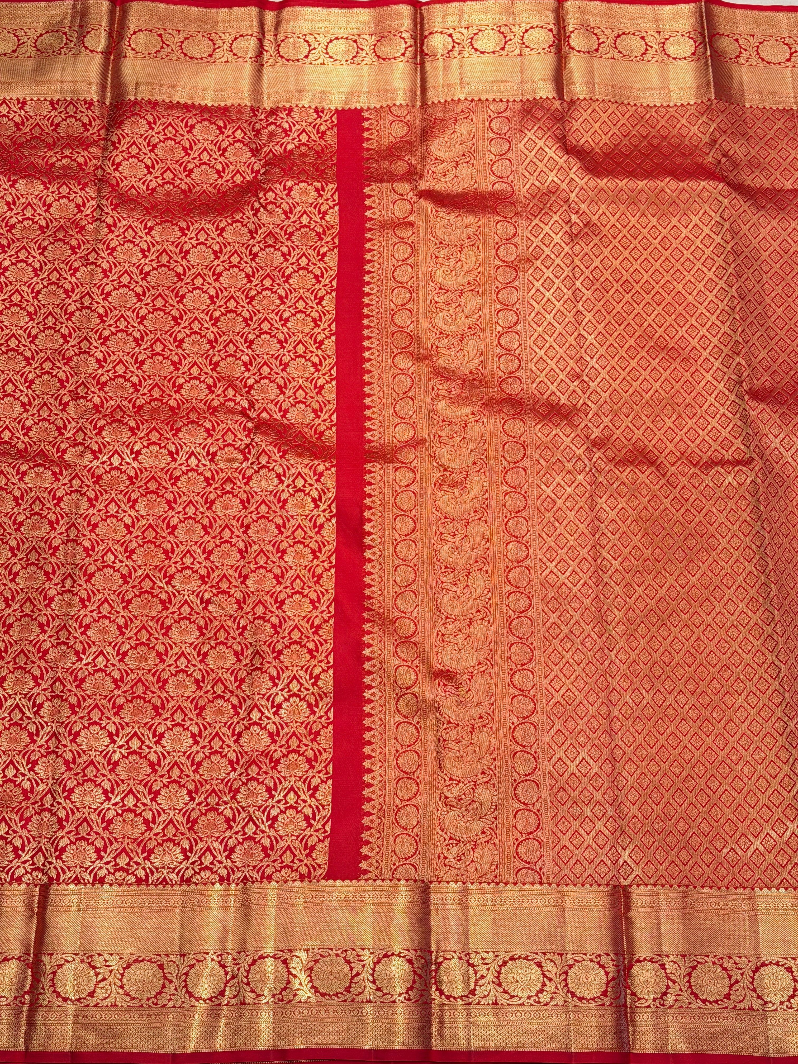 Red Brocade Weave Handloom Pure Silk Kanjivaram Saree
