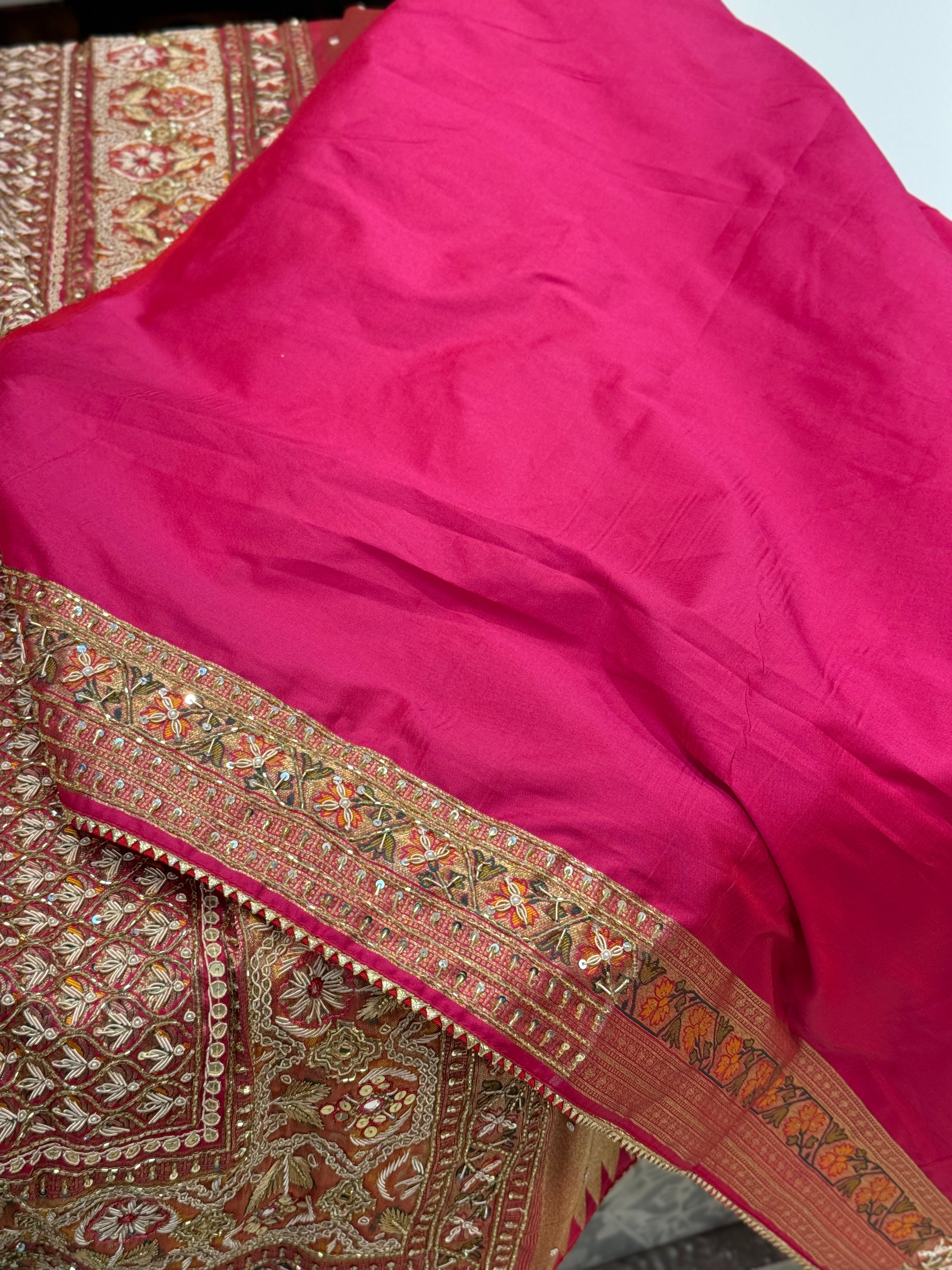 Red Patola Zardosi Embroidery Saree