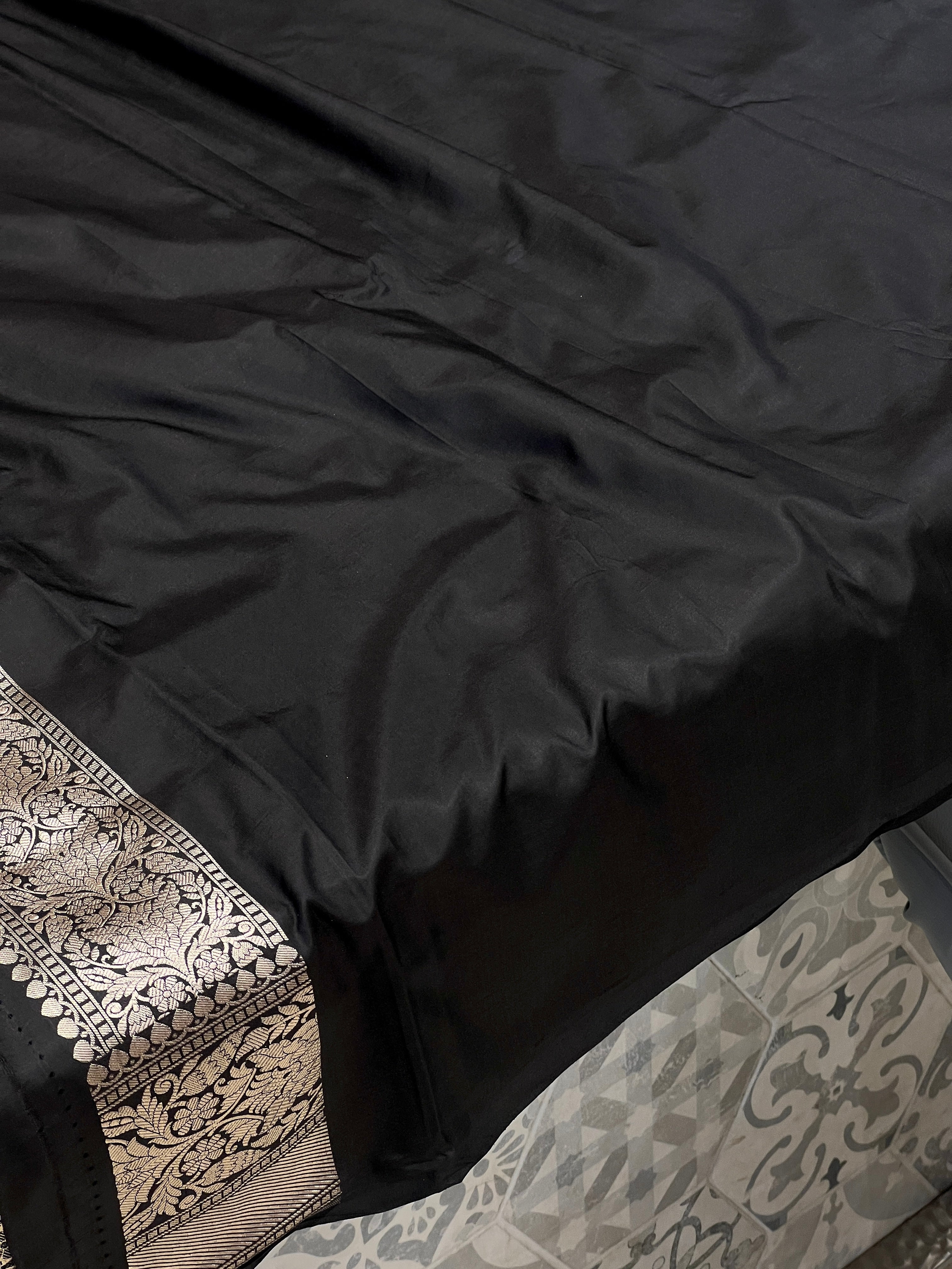 Black Silk Katan Buttis Saree