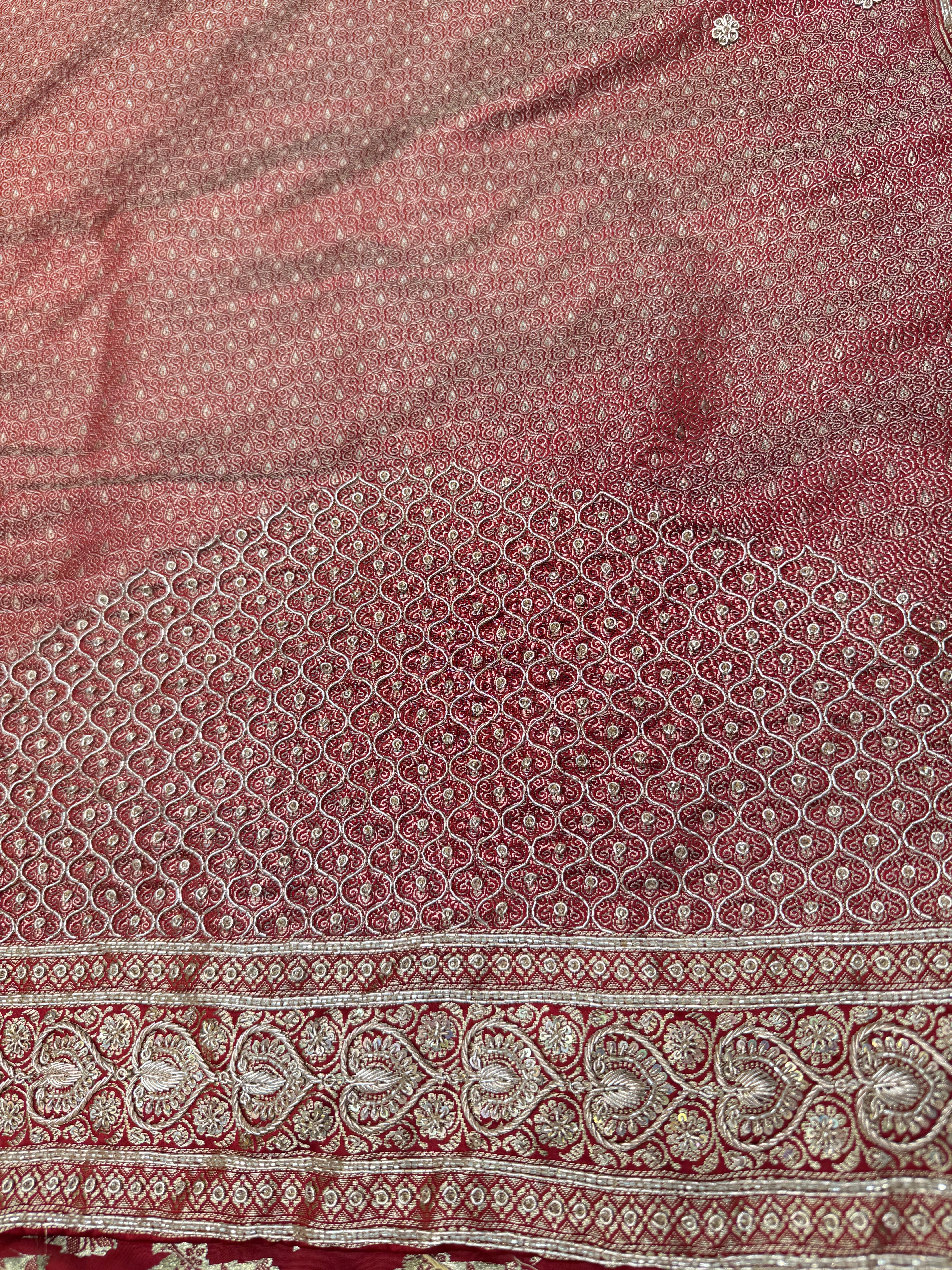 Red Banarasi Zardosi Jaal Saree