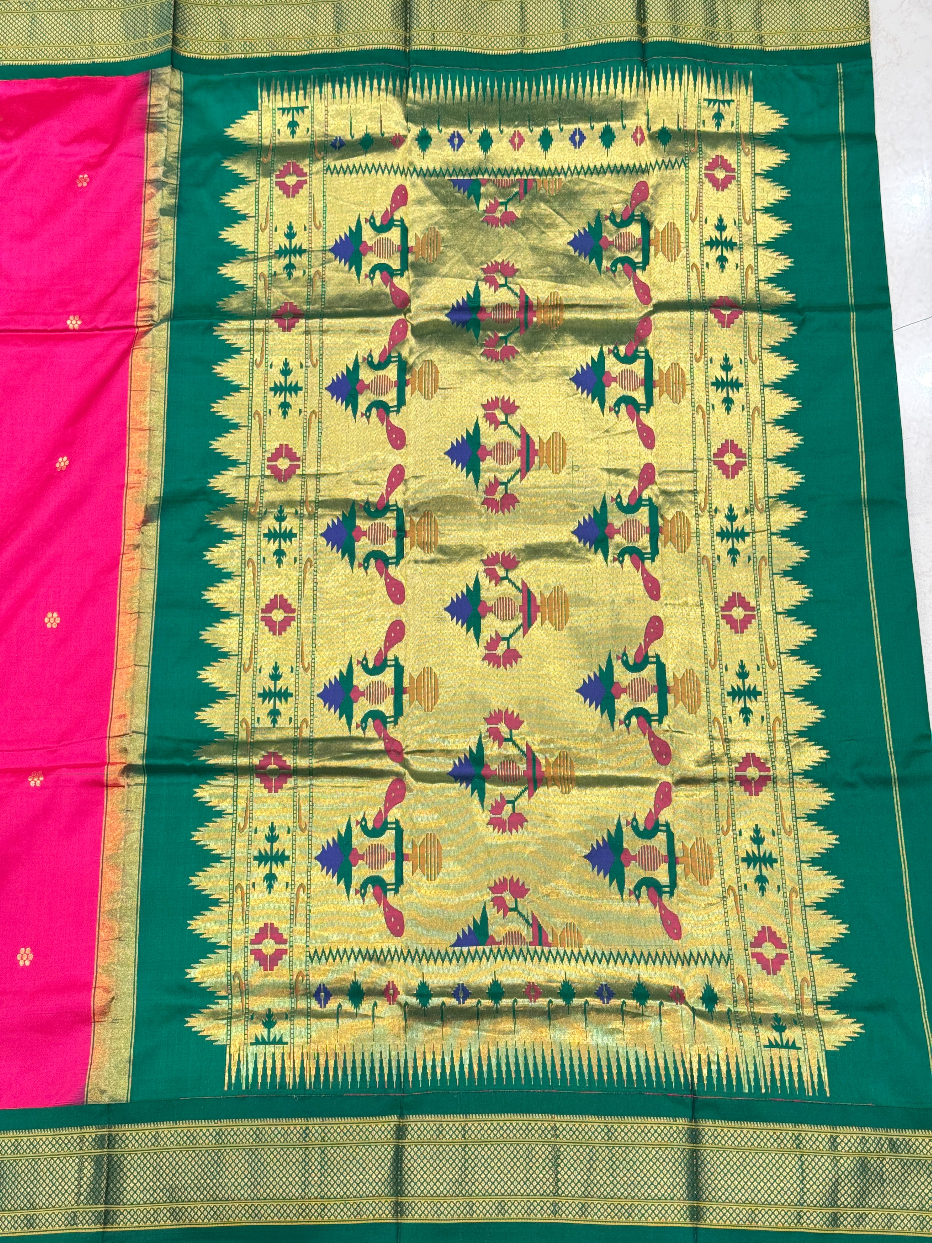 Rani Green Morbangdi Paithani Saree