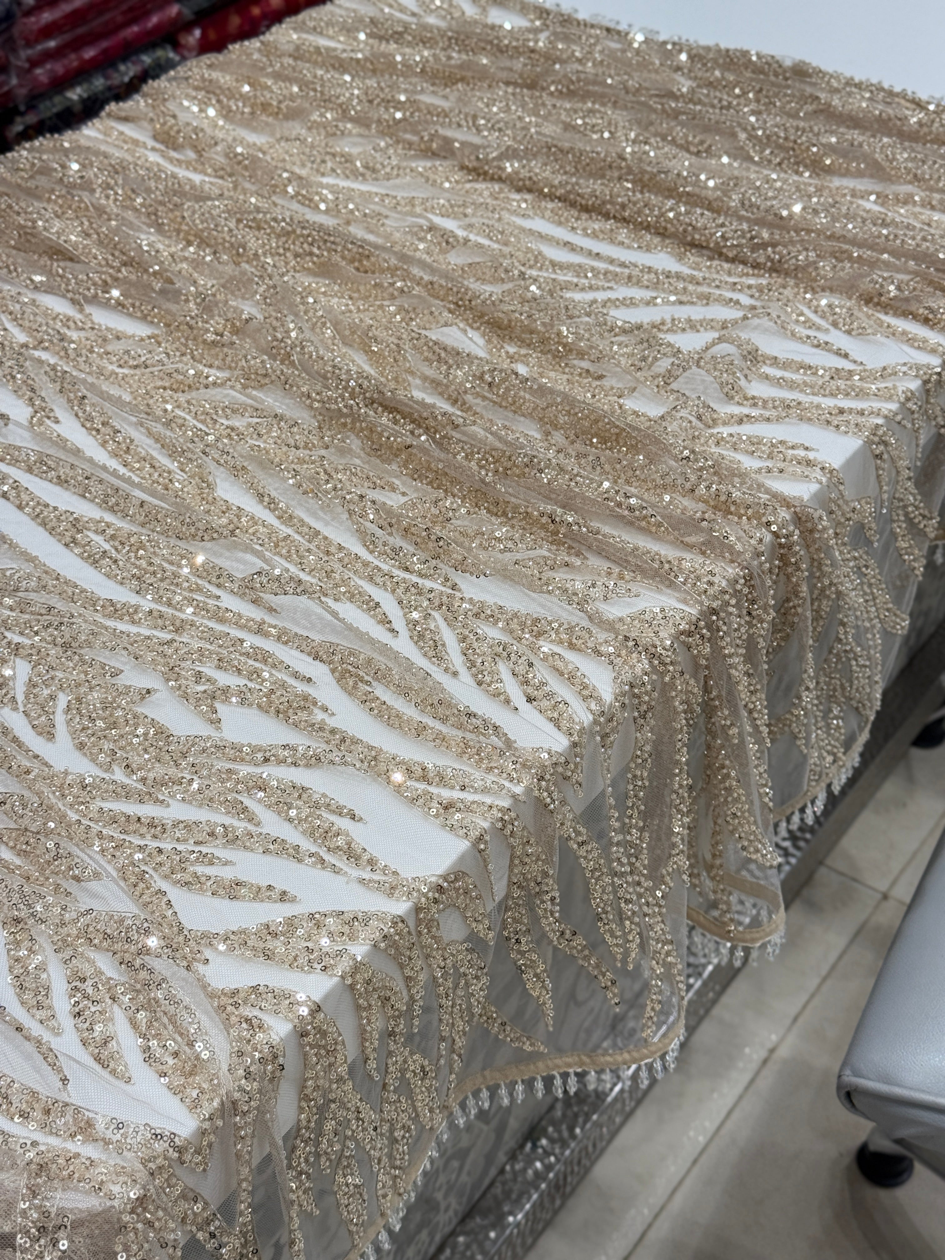 Gold Tiger Print Inspired Net Embroidery Saree