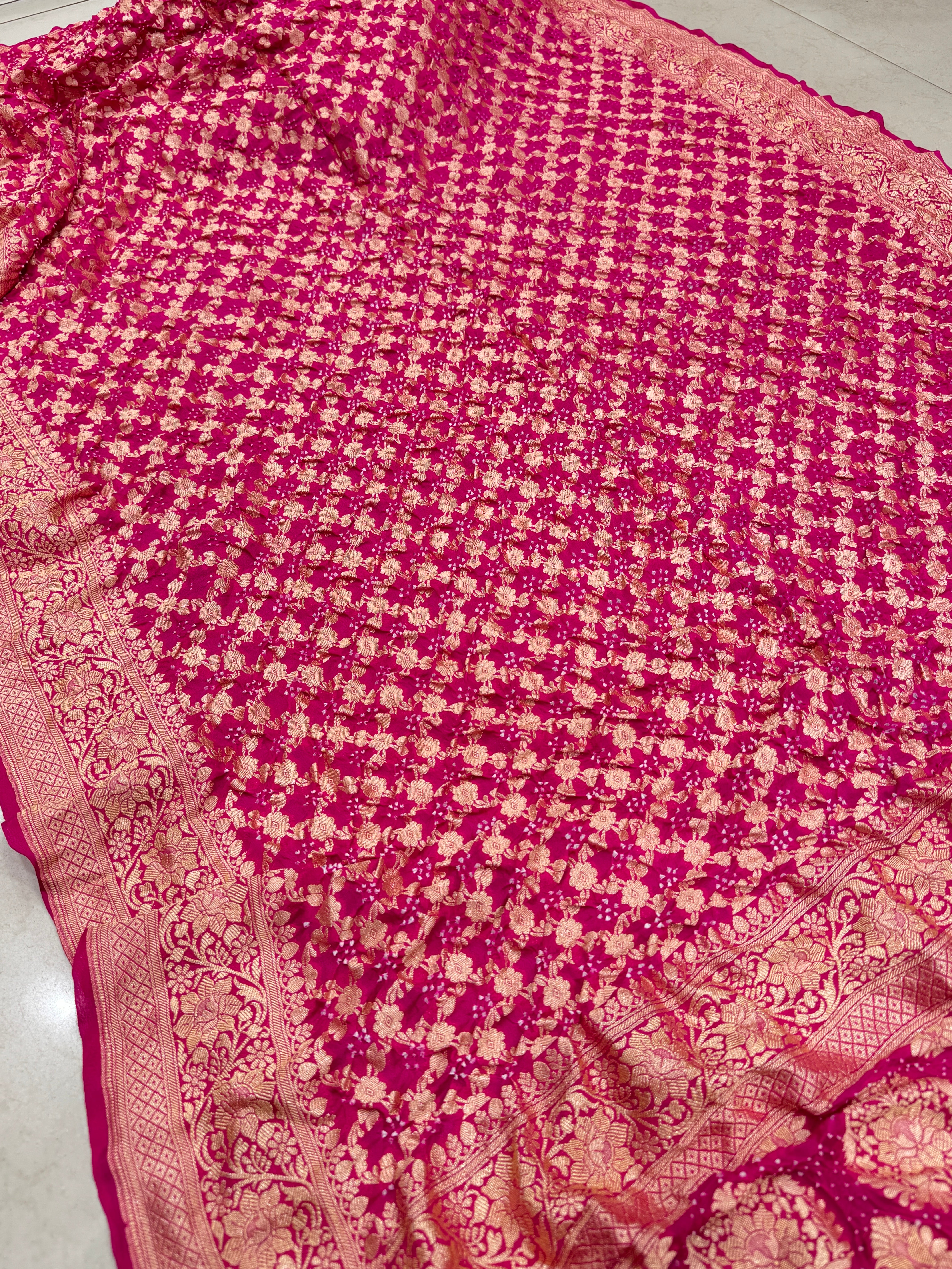 Rani Pink Bandhej Bandhini Saree