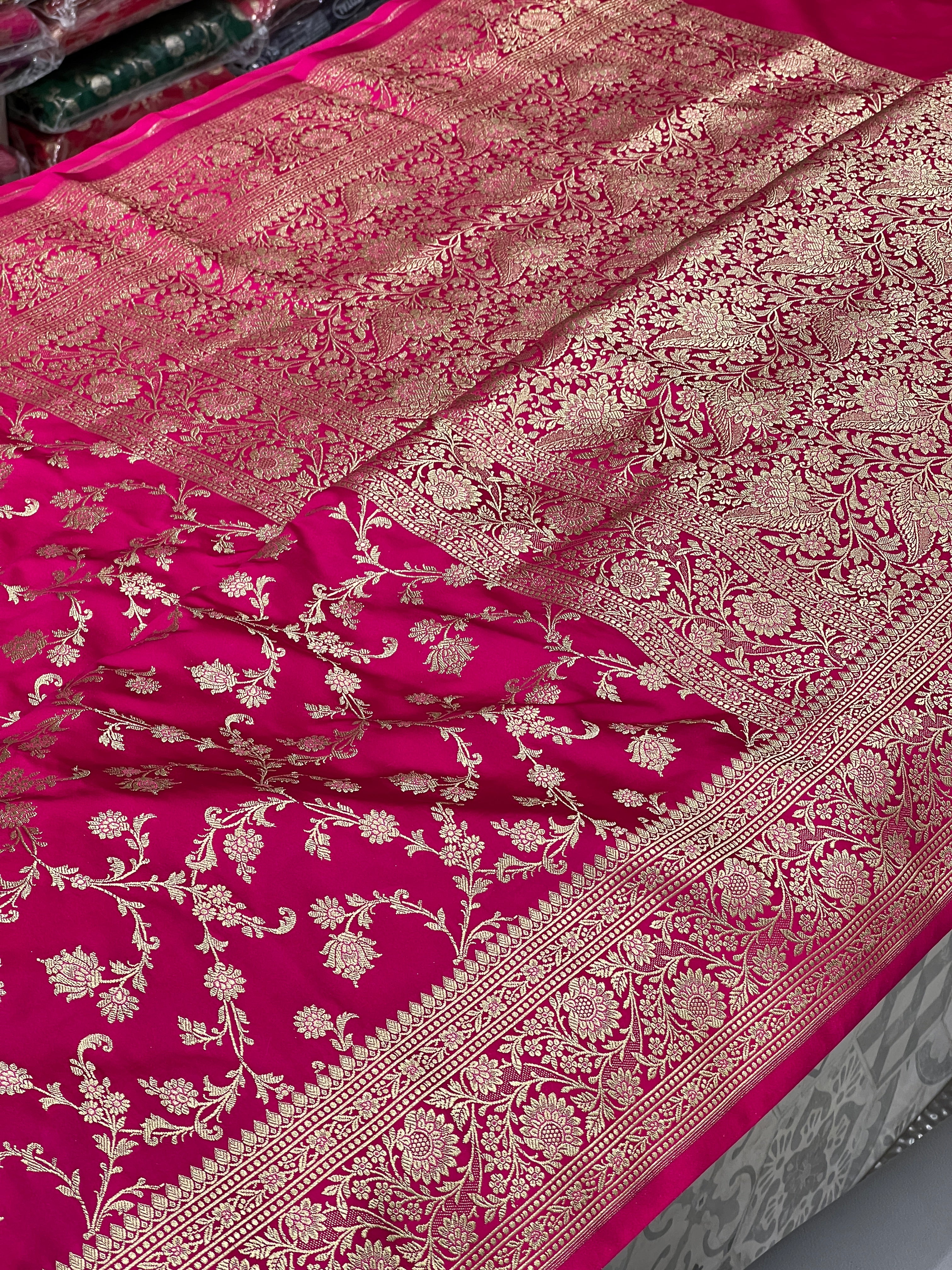 Rani Banarasi Upside Down Border Saree