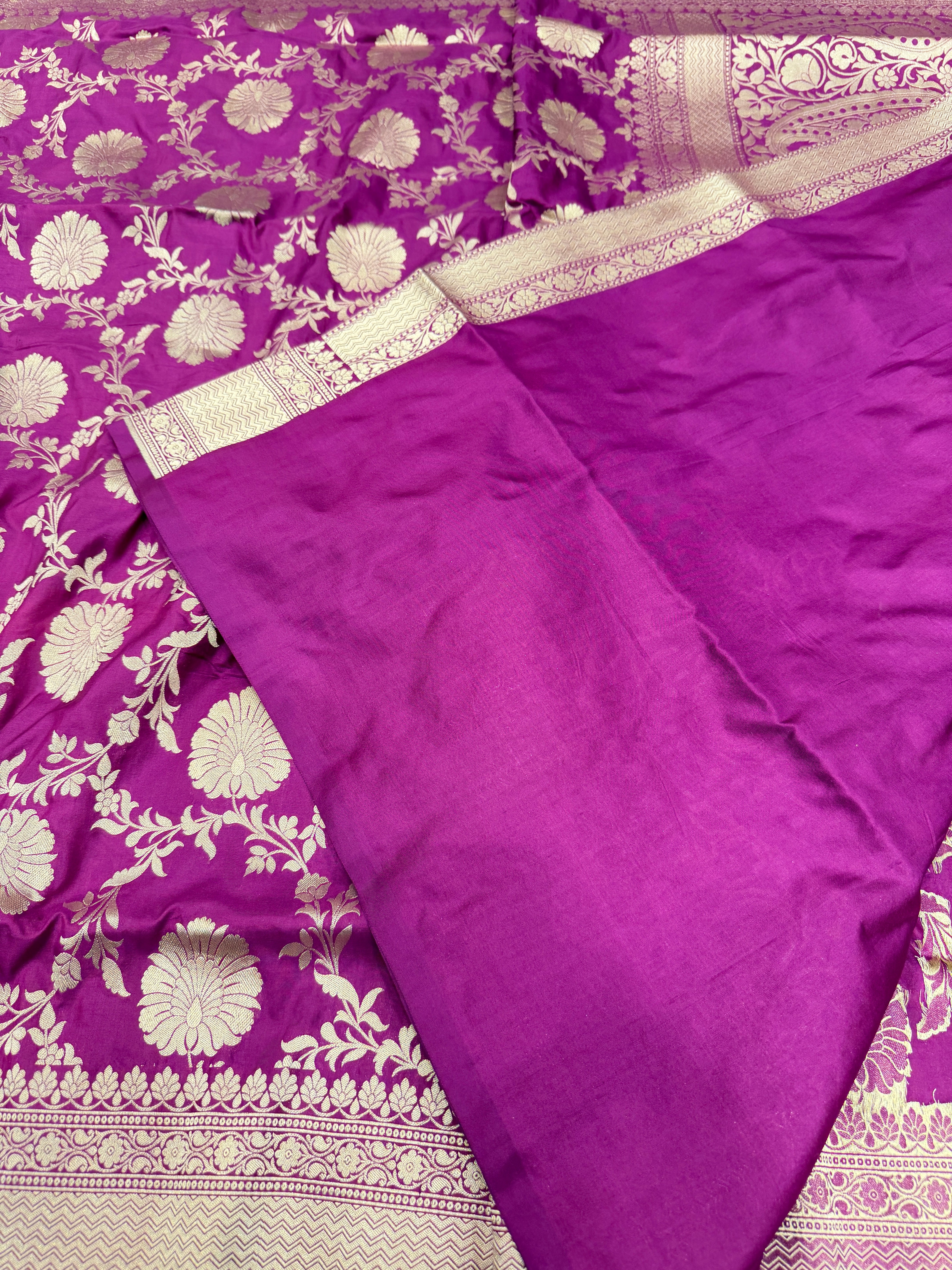 Violet Big Jaal Handloom Banarasi Katan Silk Saree