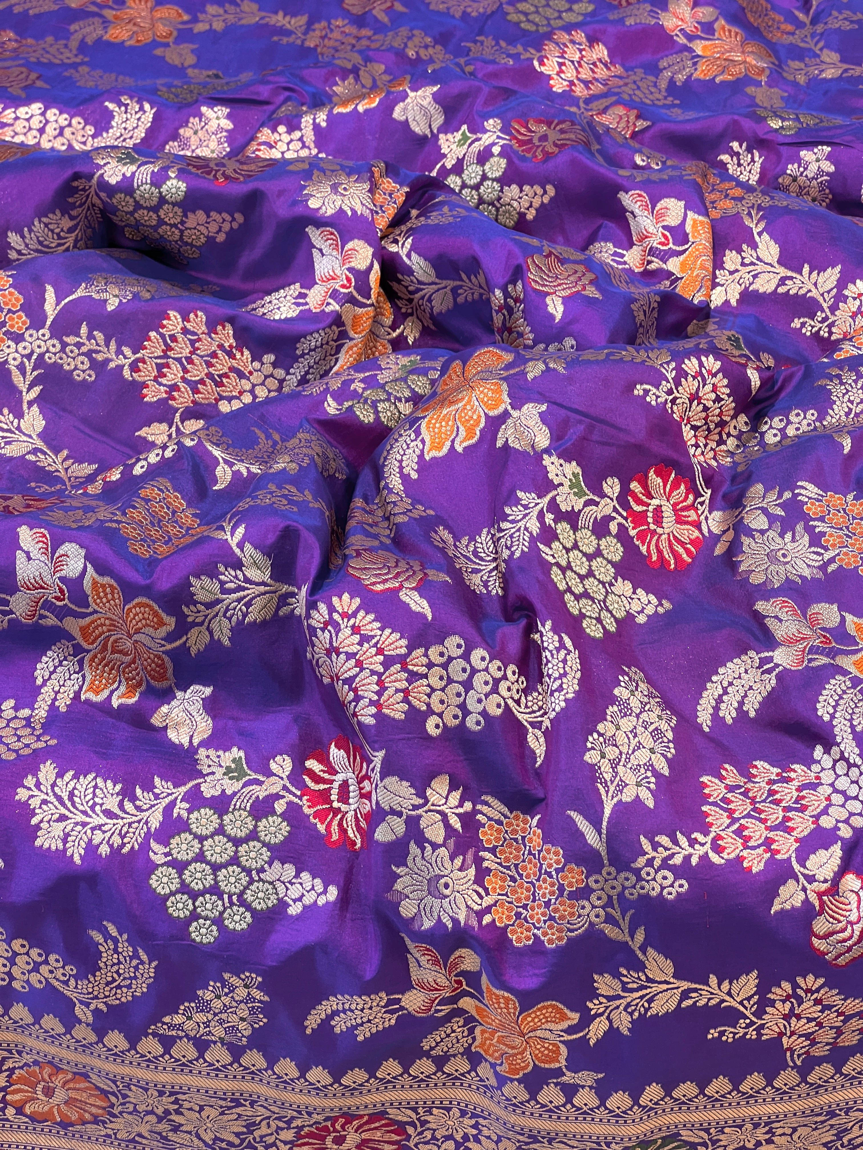 Purple Meenakari Katan Silk Saree