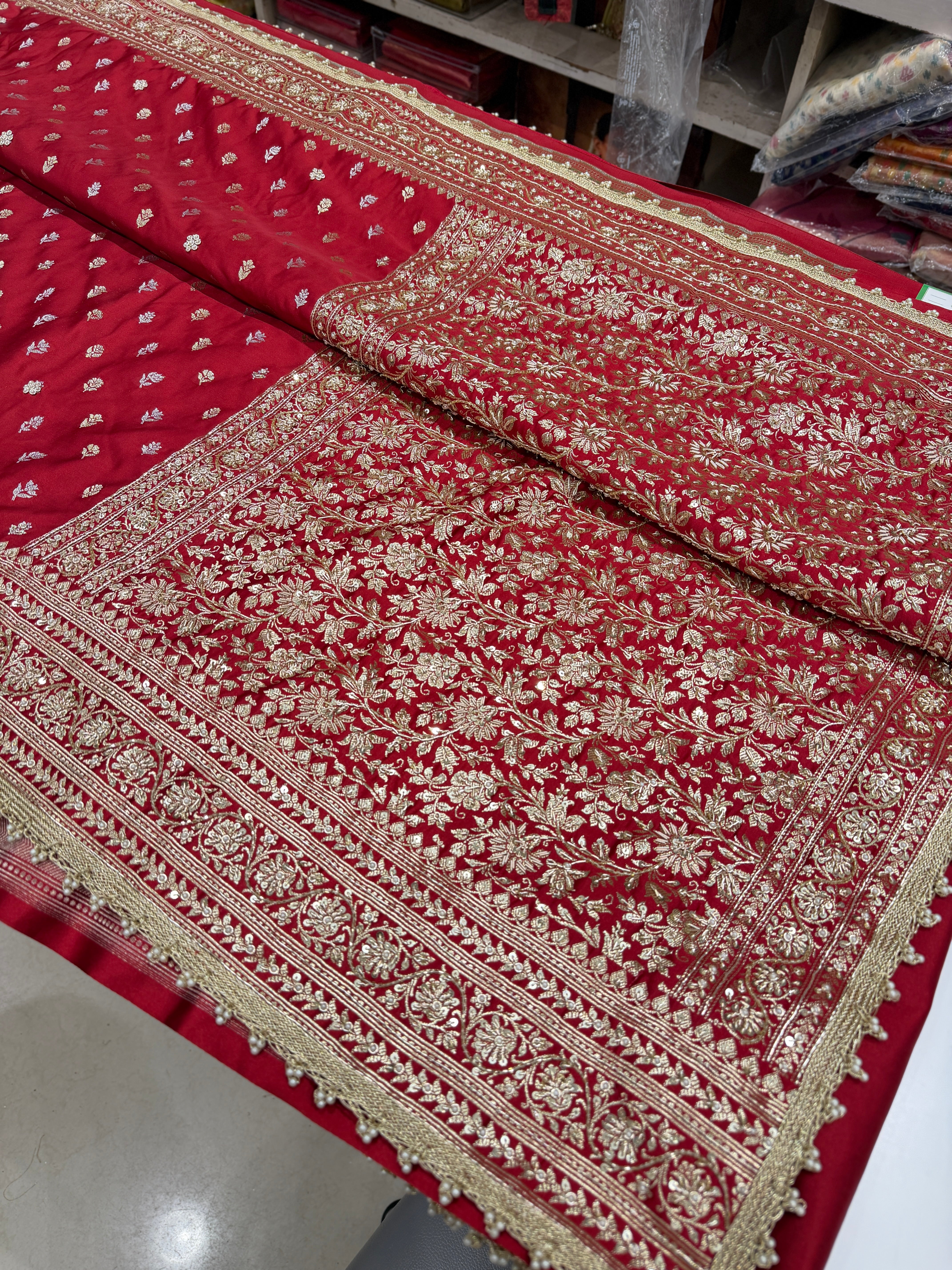 Maroon Banarasi Sona Roopa Buttis Zardosi Hand Embroidery Saree