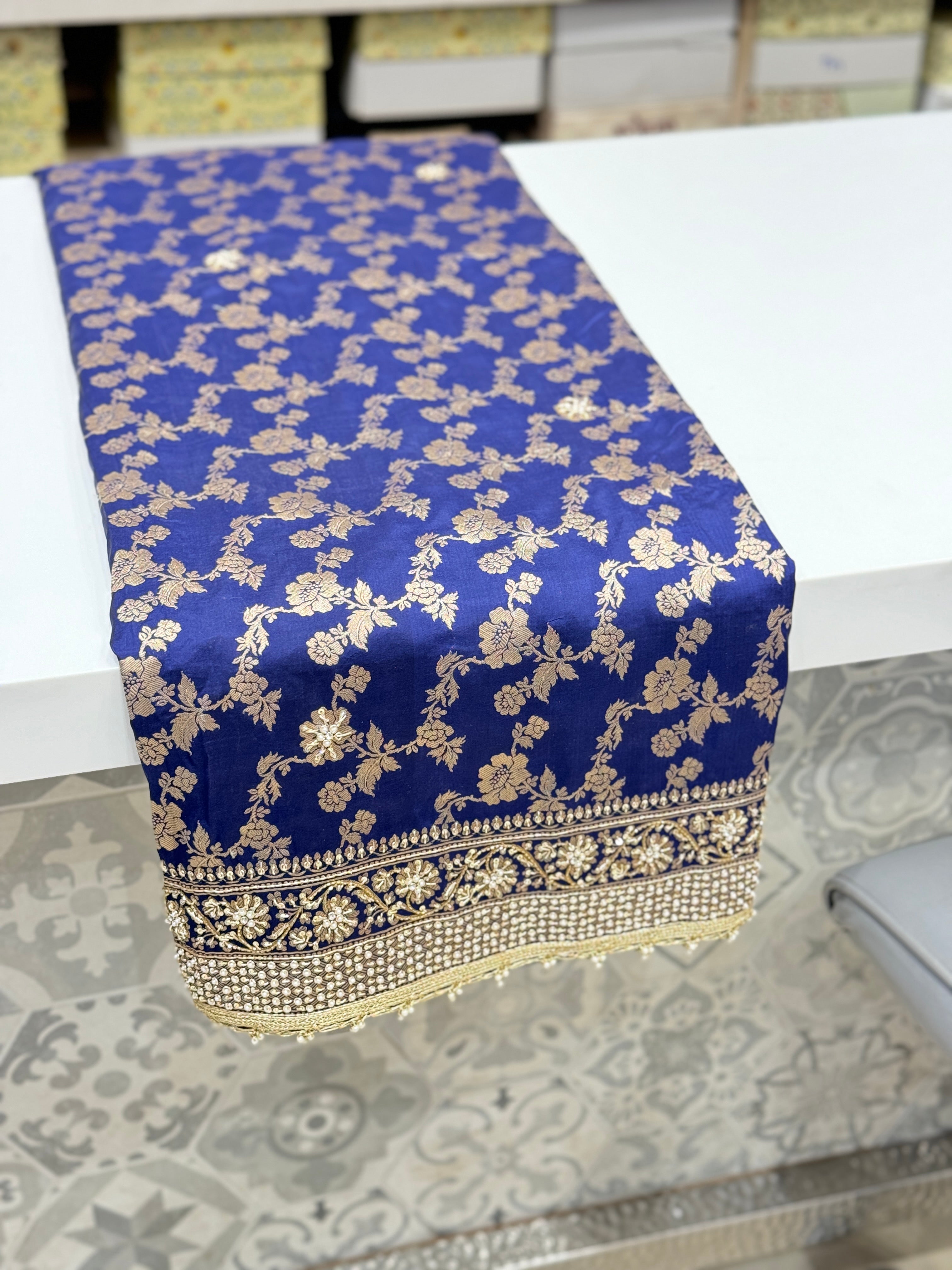 Blue Katan Zardosi Banarasi Saree