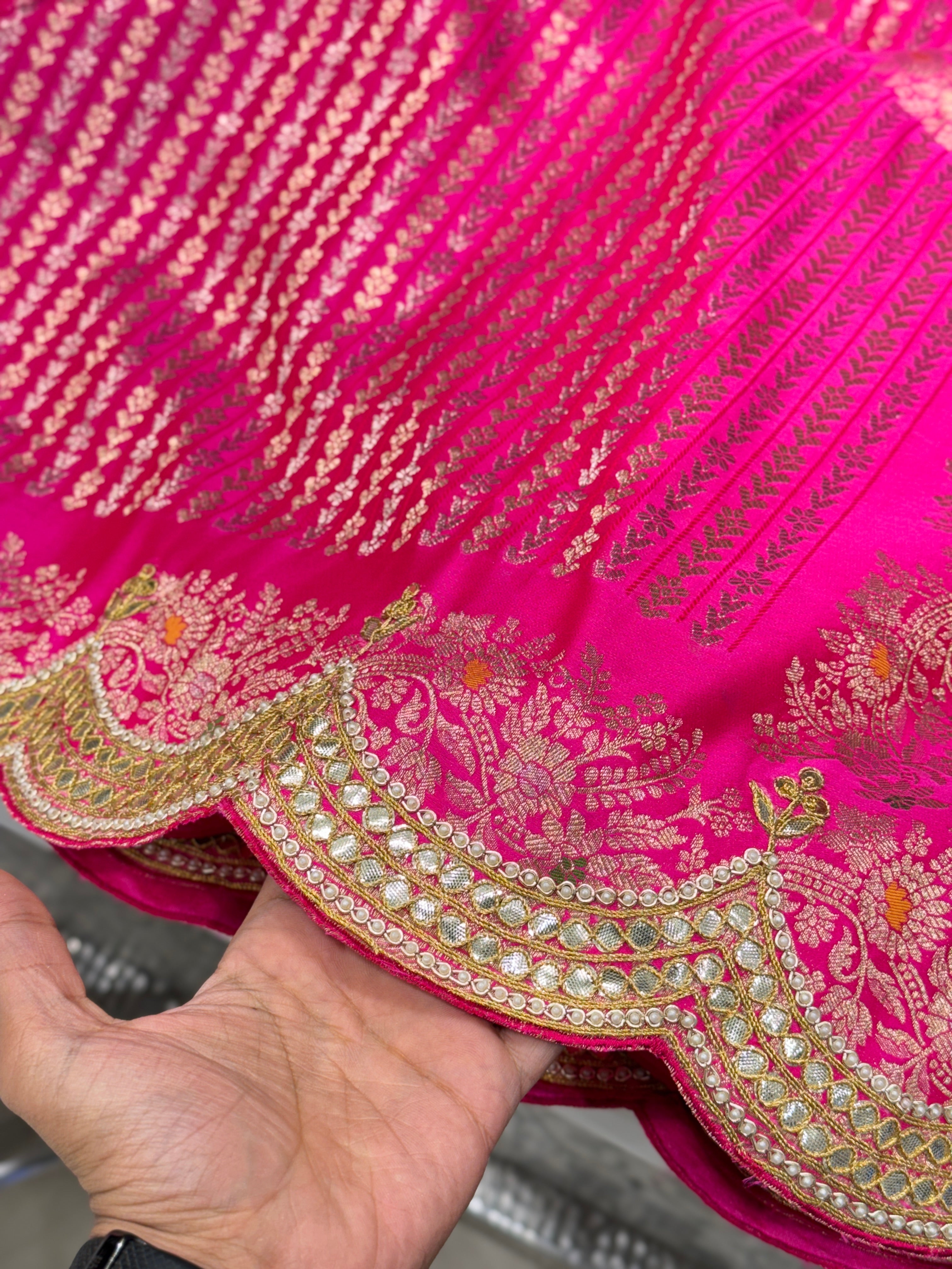 Rani Pink Banarasi Gotapatti Saree