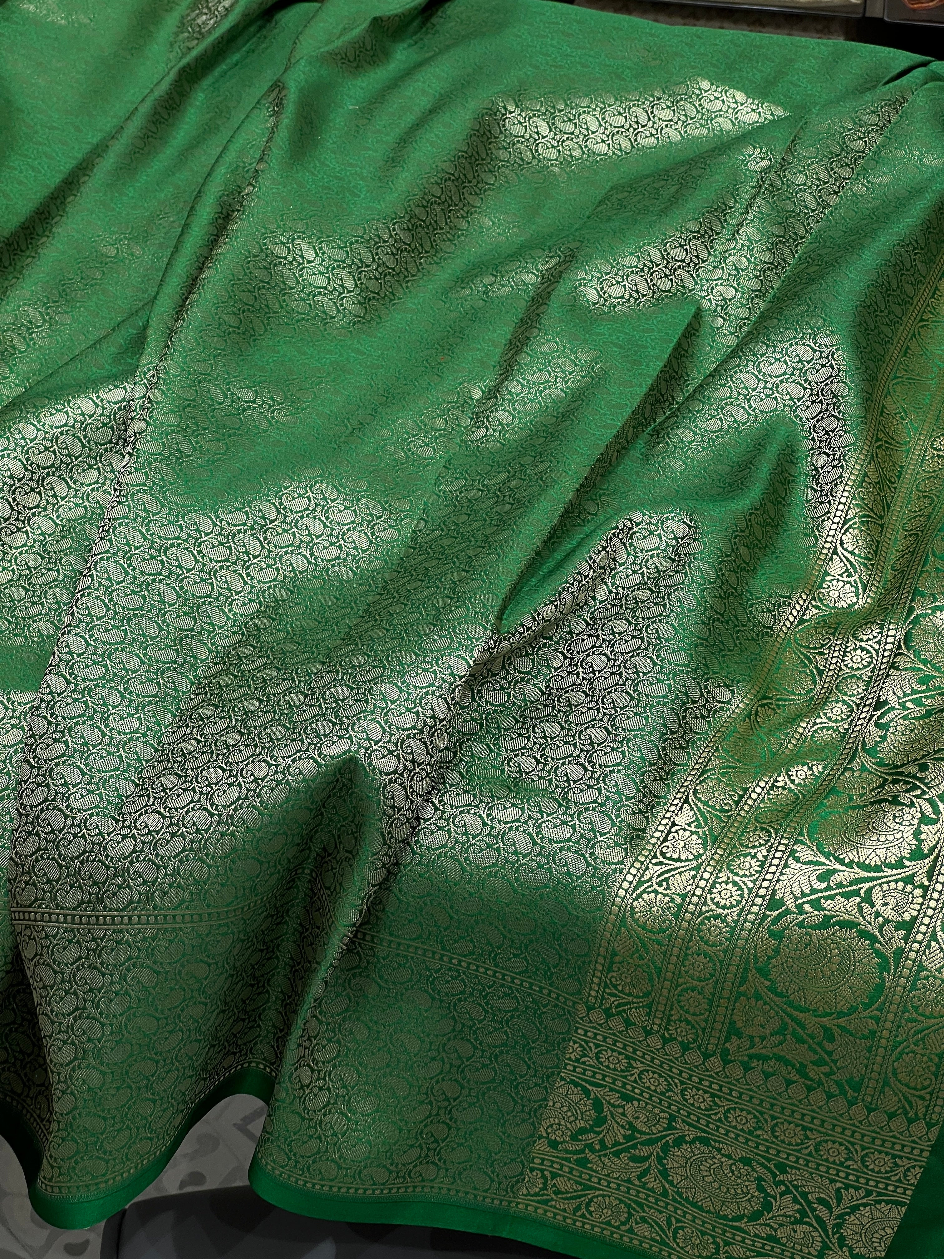 Bottle Green Banarasi Chand Butta Saree