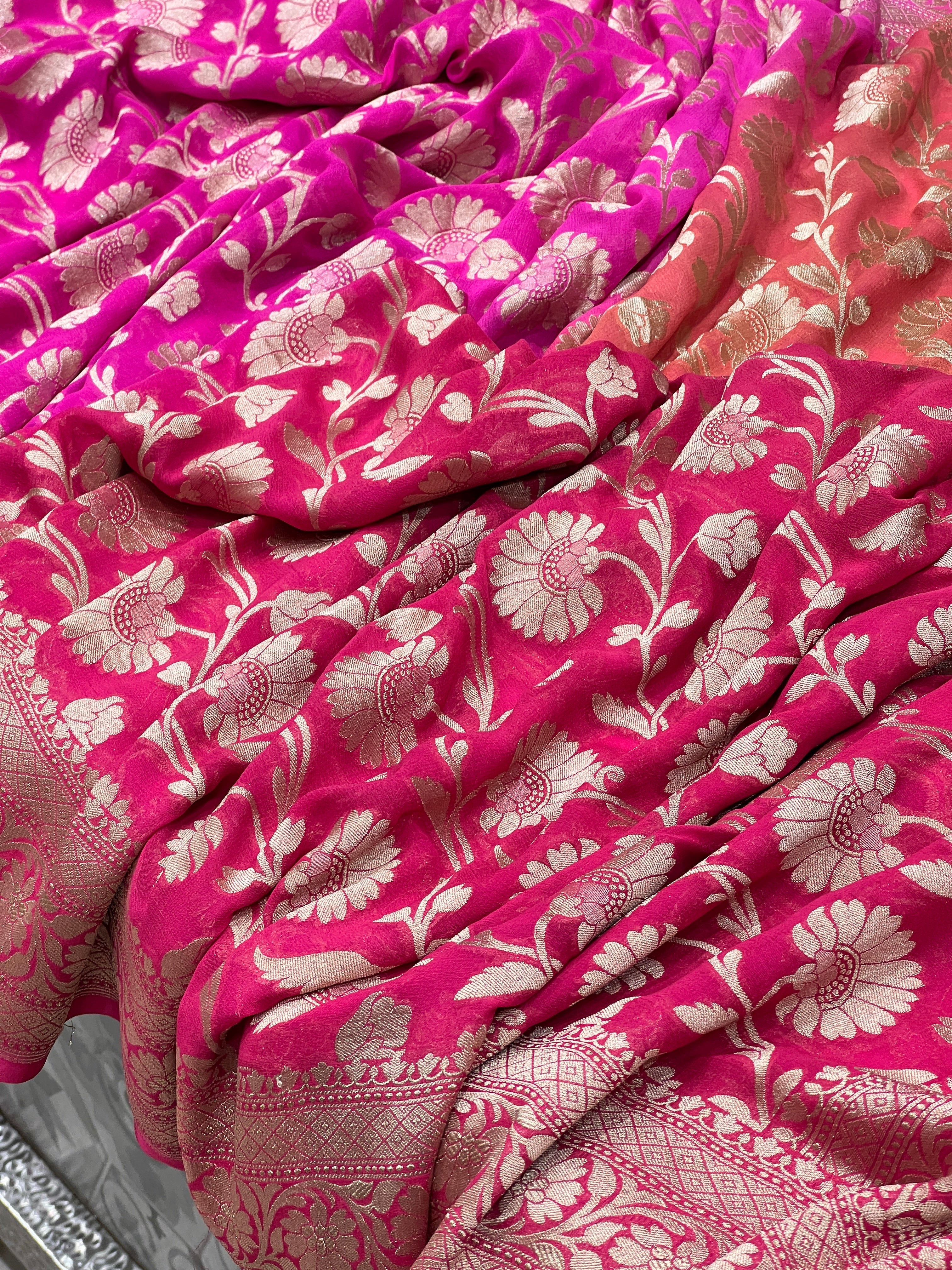 Shades Handloom Georgette Jaal Saree