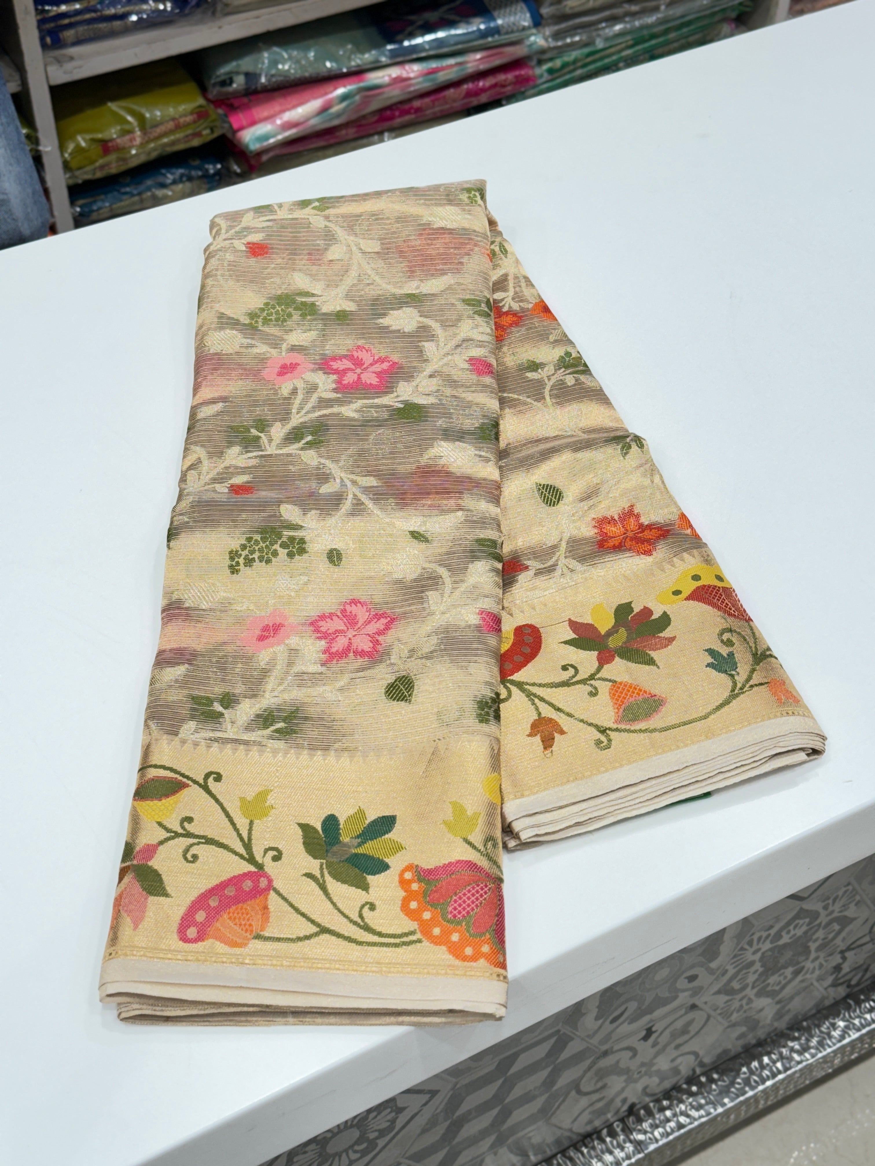 Floral Jaal Double Tissue Zari Kota Saree