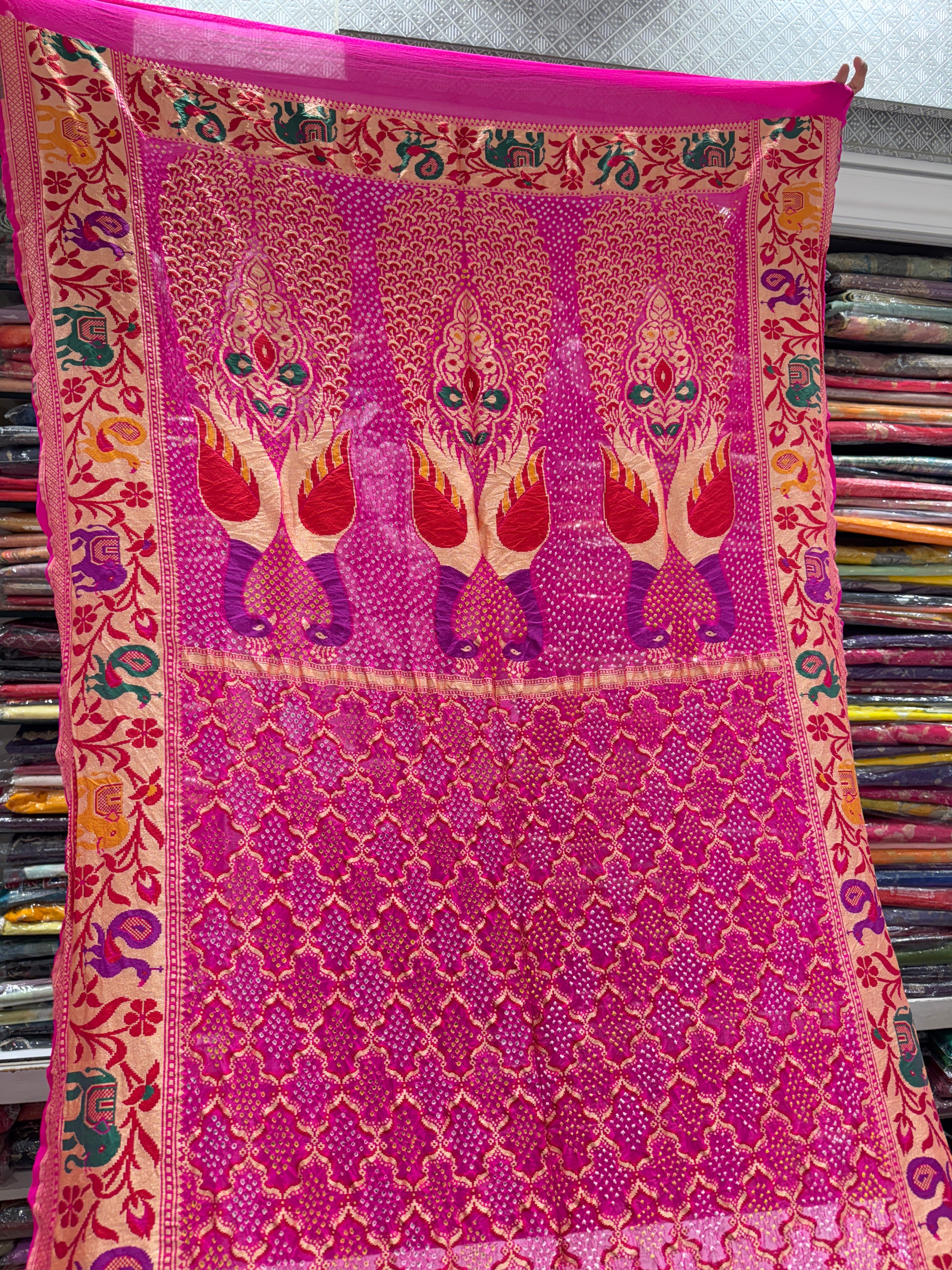 Rani Pink Bandhej Meenakari Dupatta