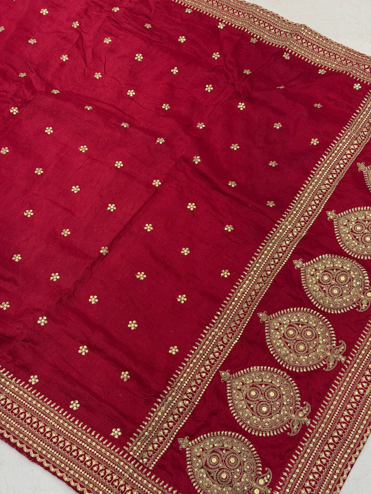 Maroonish Red Buttas Pallu Sabyasachi Inspired Marodi Embroidery Zardosi Saree