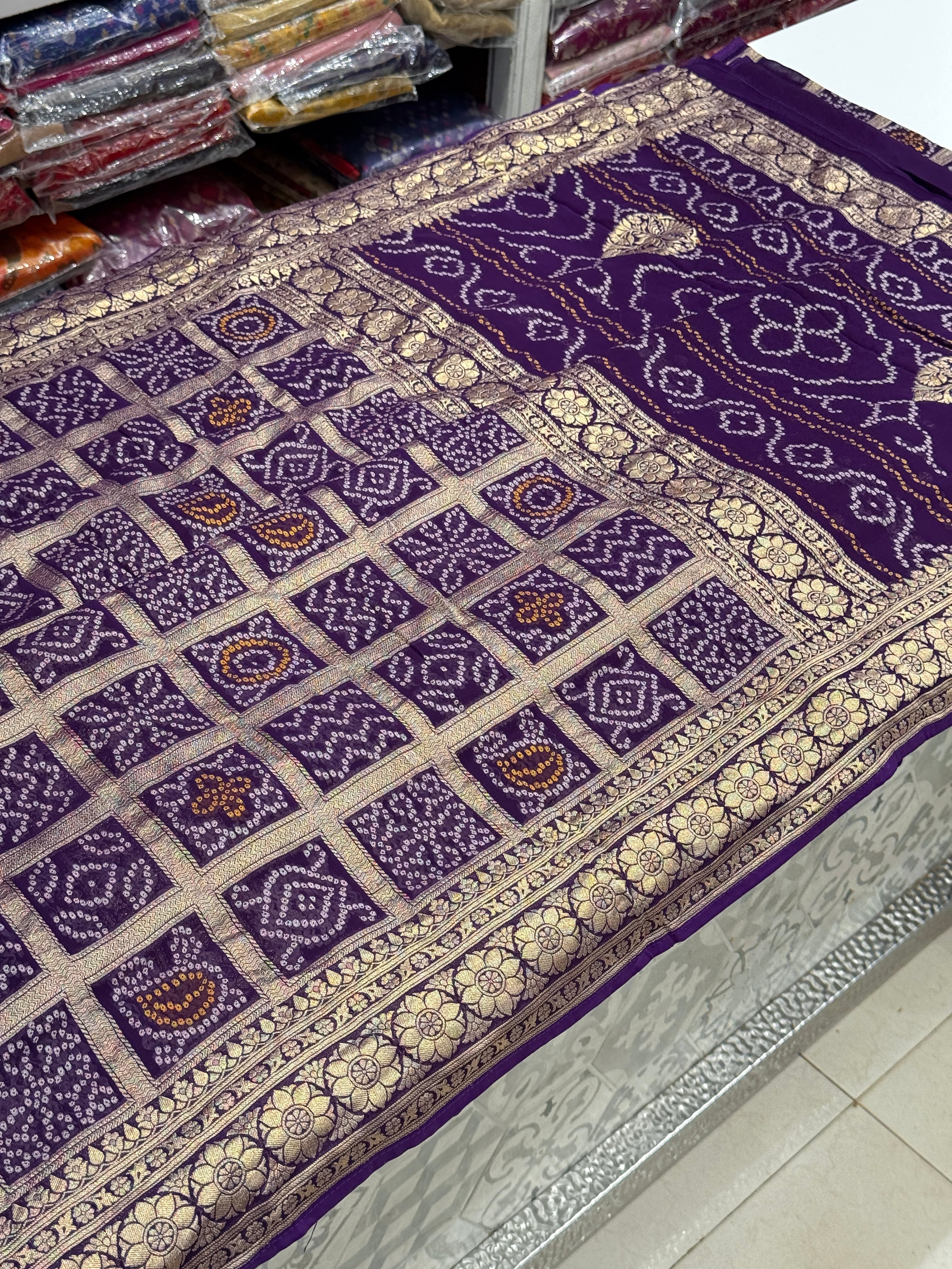 Purple Woven Bandhej Traditional Gharchola Saree