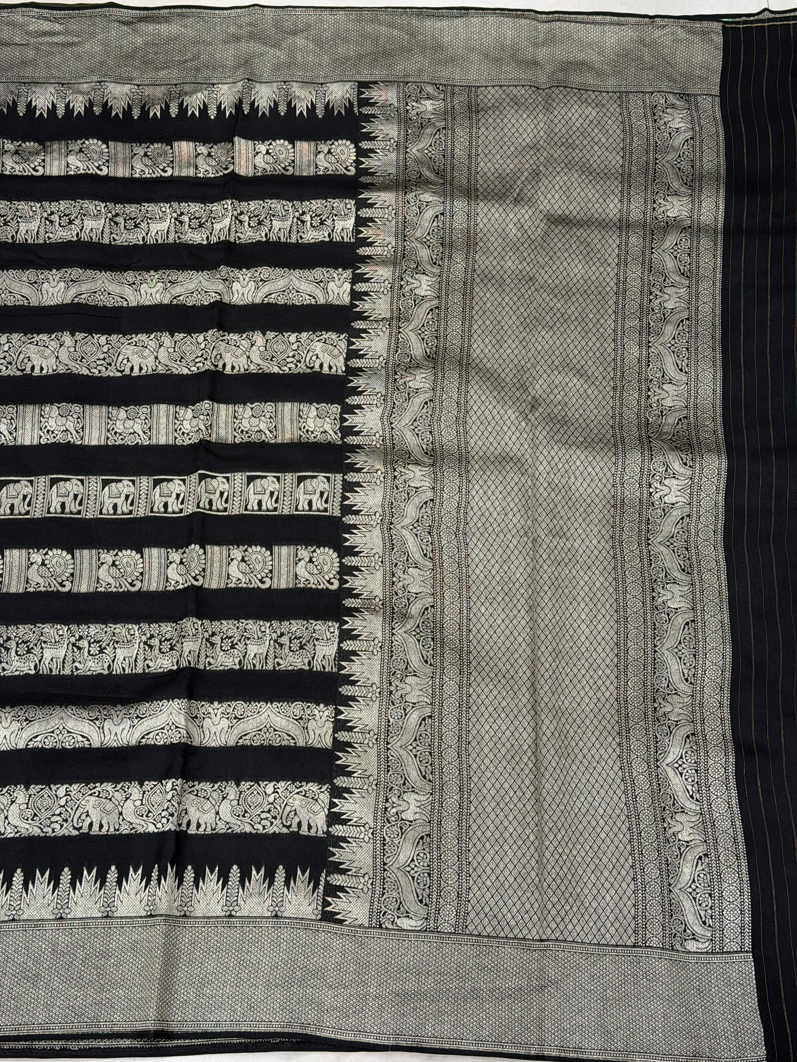 Nita Ambani Inspired Black Contemporary Kanchi Banarasi Saree