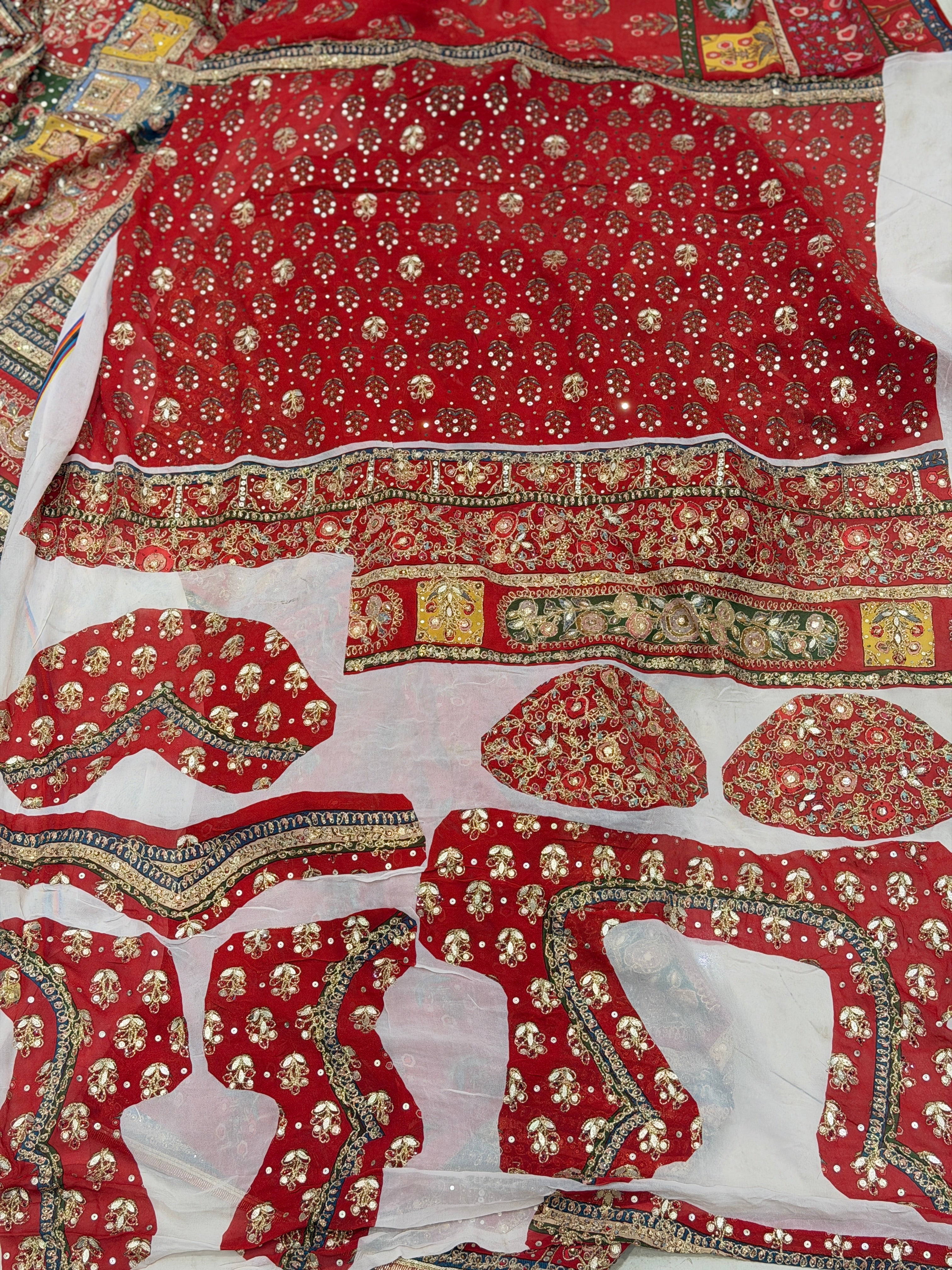 Red TT inspired Banarasi Crepe Hand Embroidery Saree