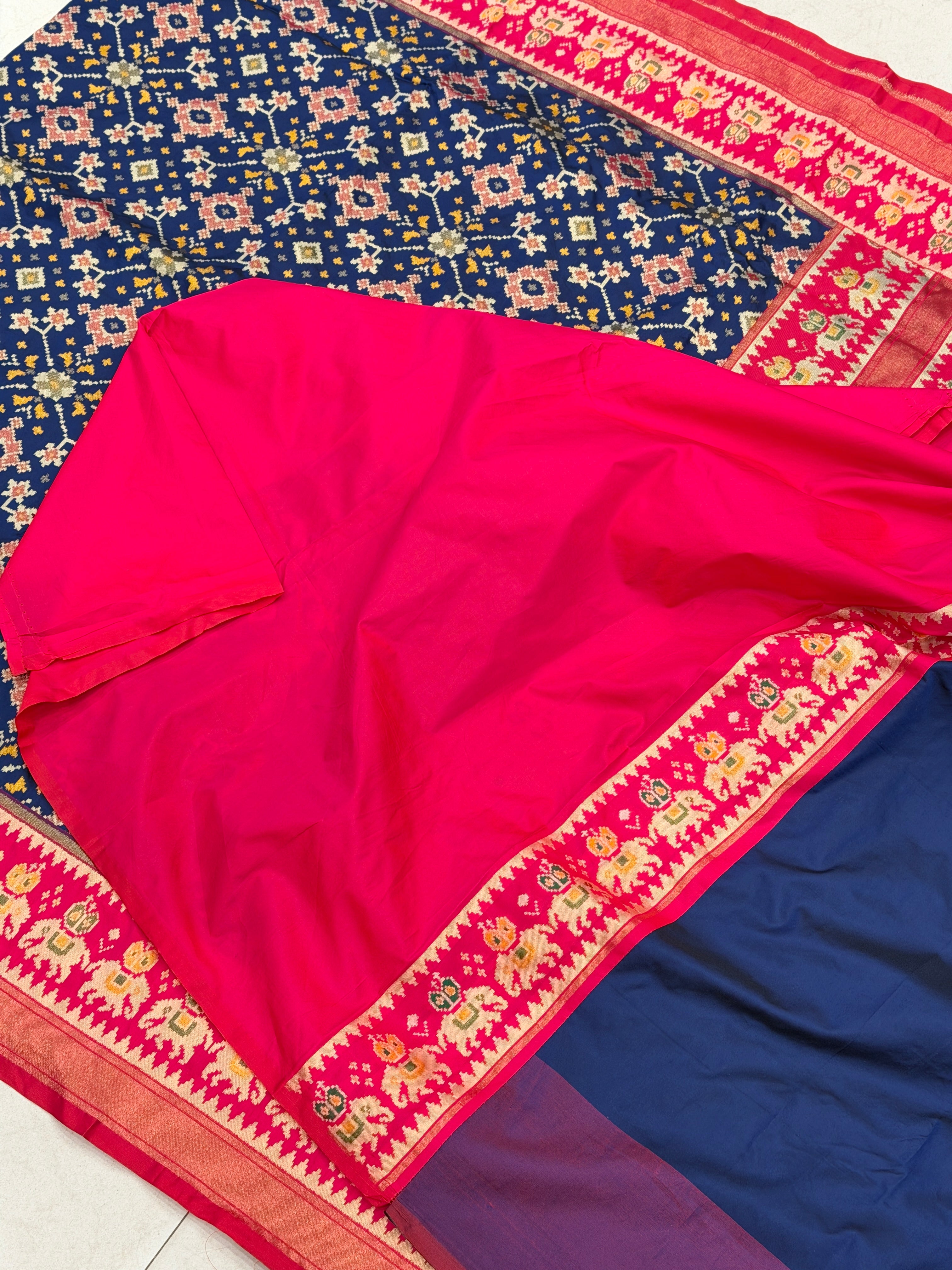 Blue Rani Semi Silk Weaved Patan Patola Saree