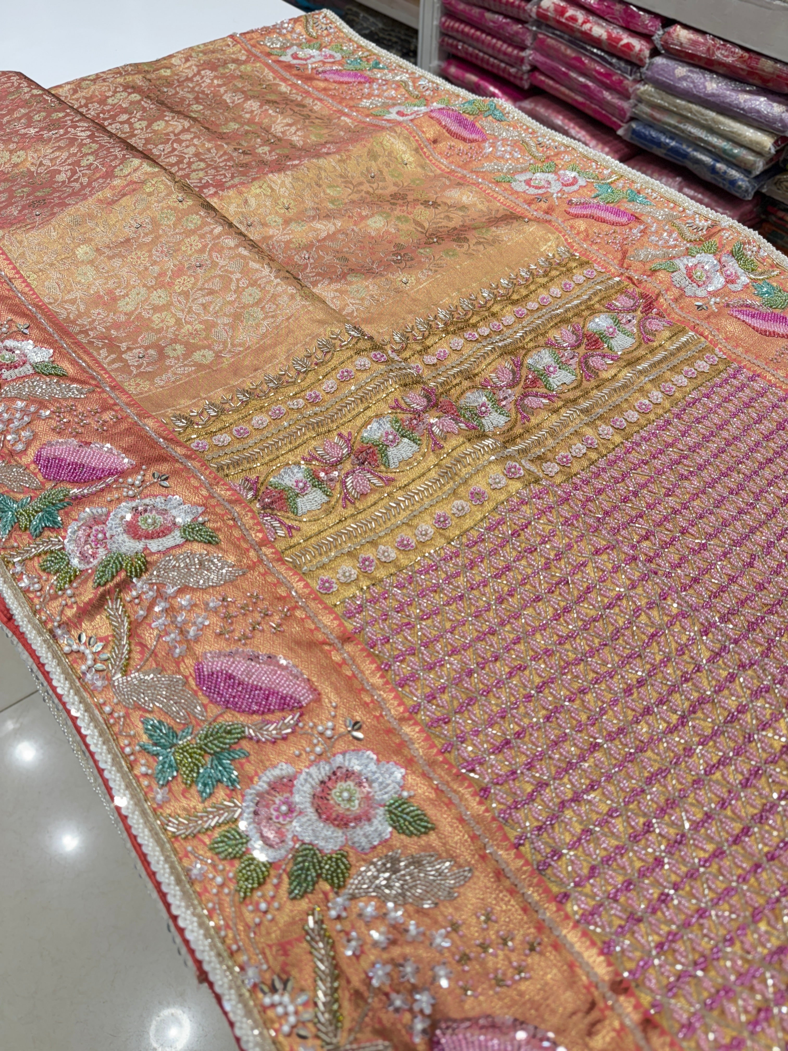 Kanjivaram Hand Embroidery Saree