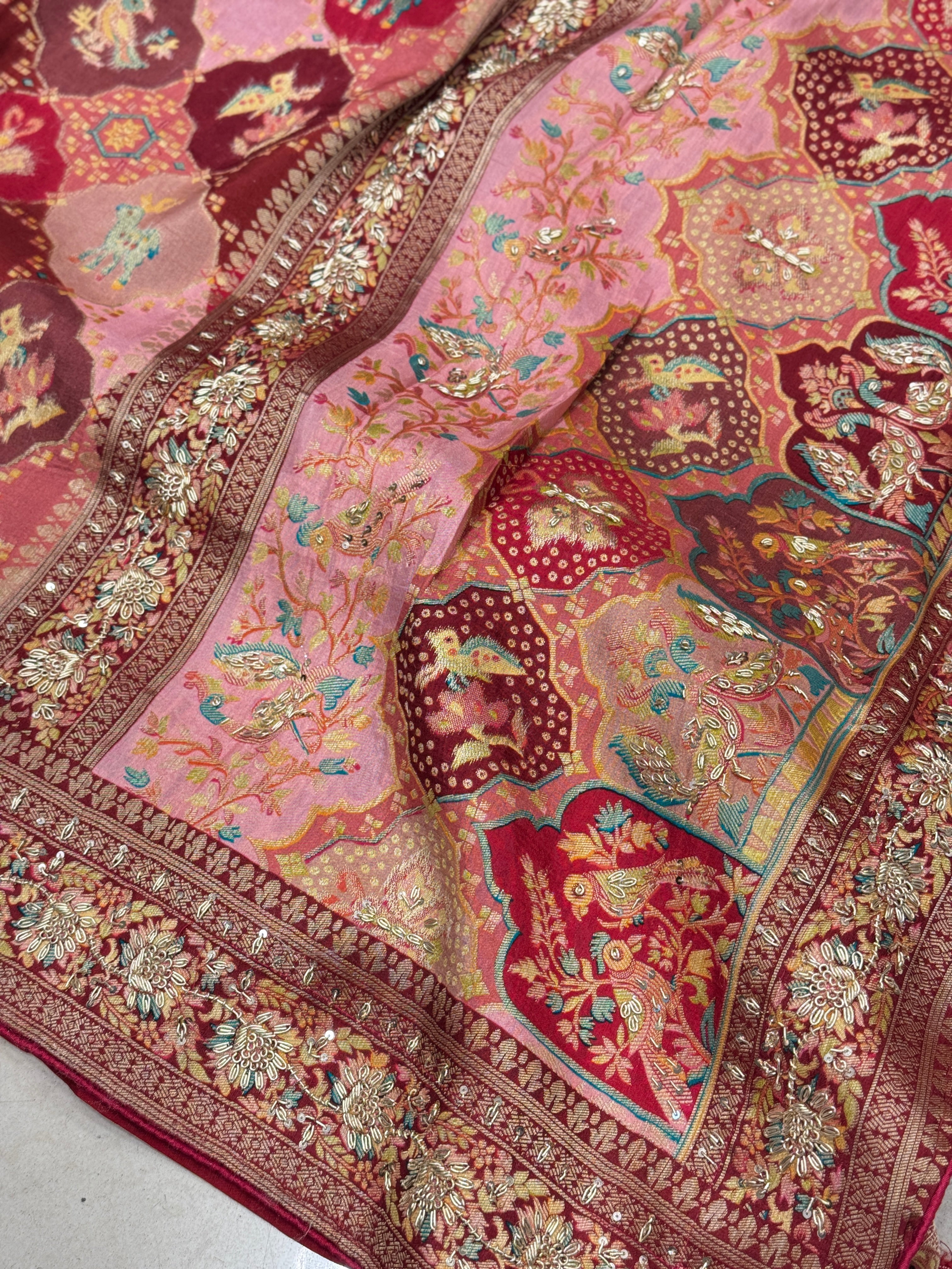 Banarasi Munga Rangkat Zardosi Saree