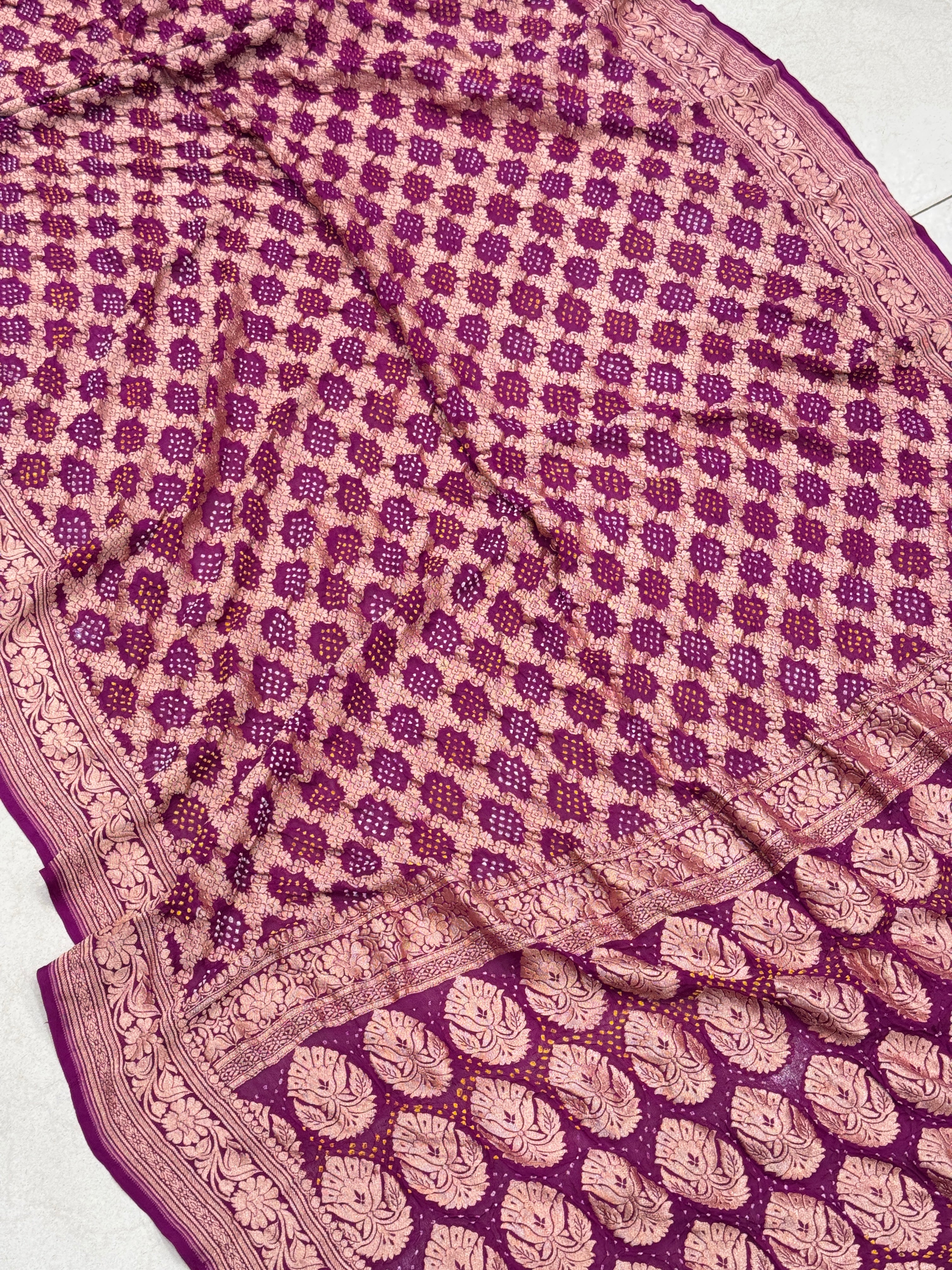 Wine Bandhej Bandhini Saree