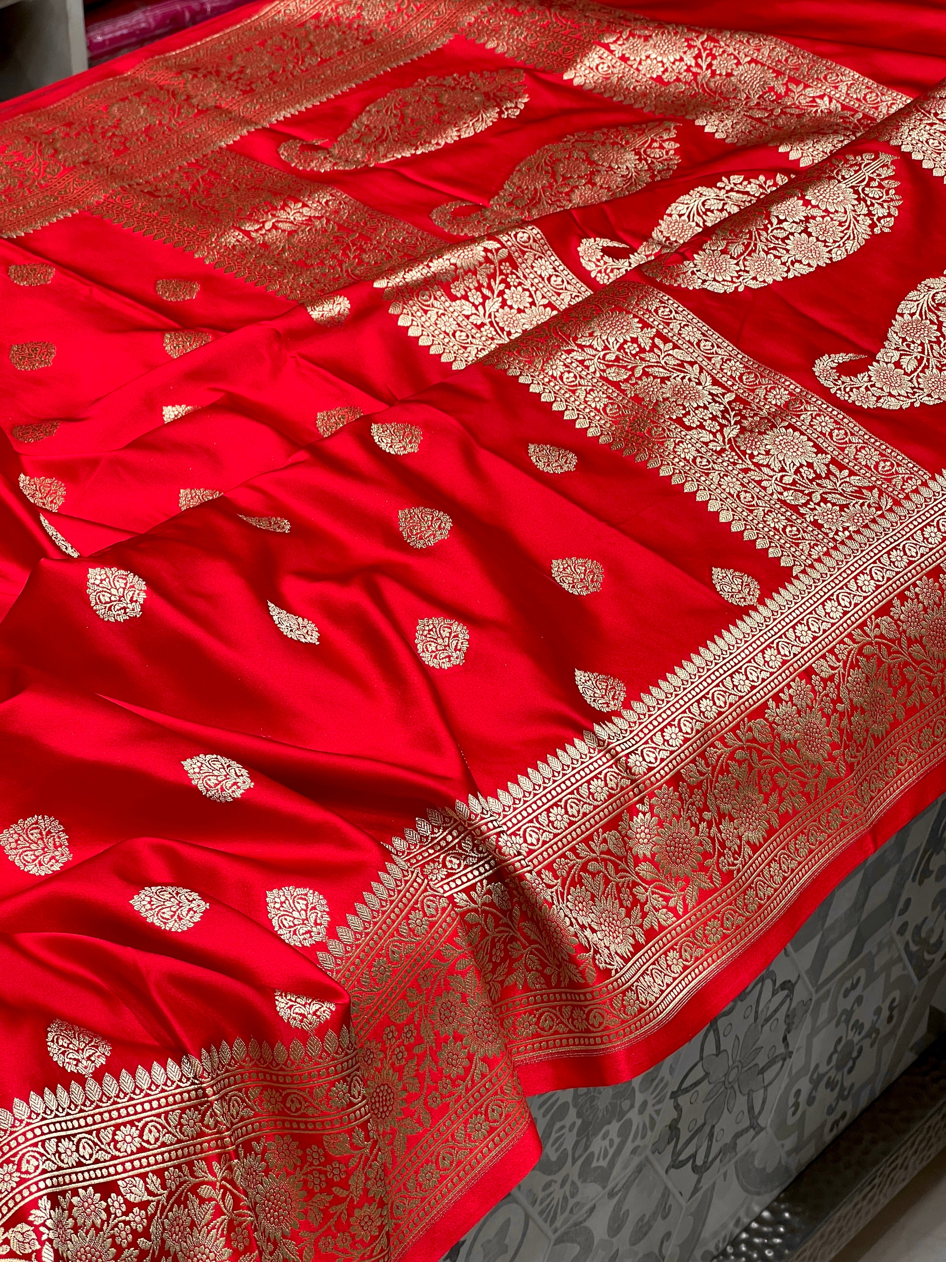 Red Banarasi Silk Butta Saree