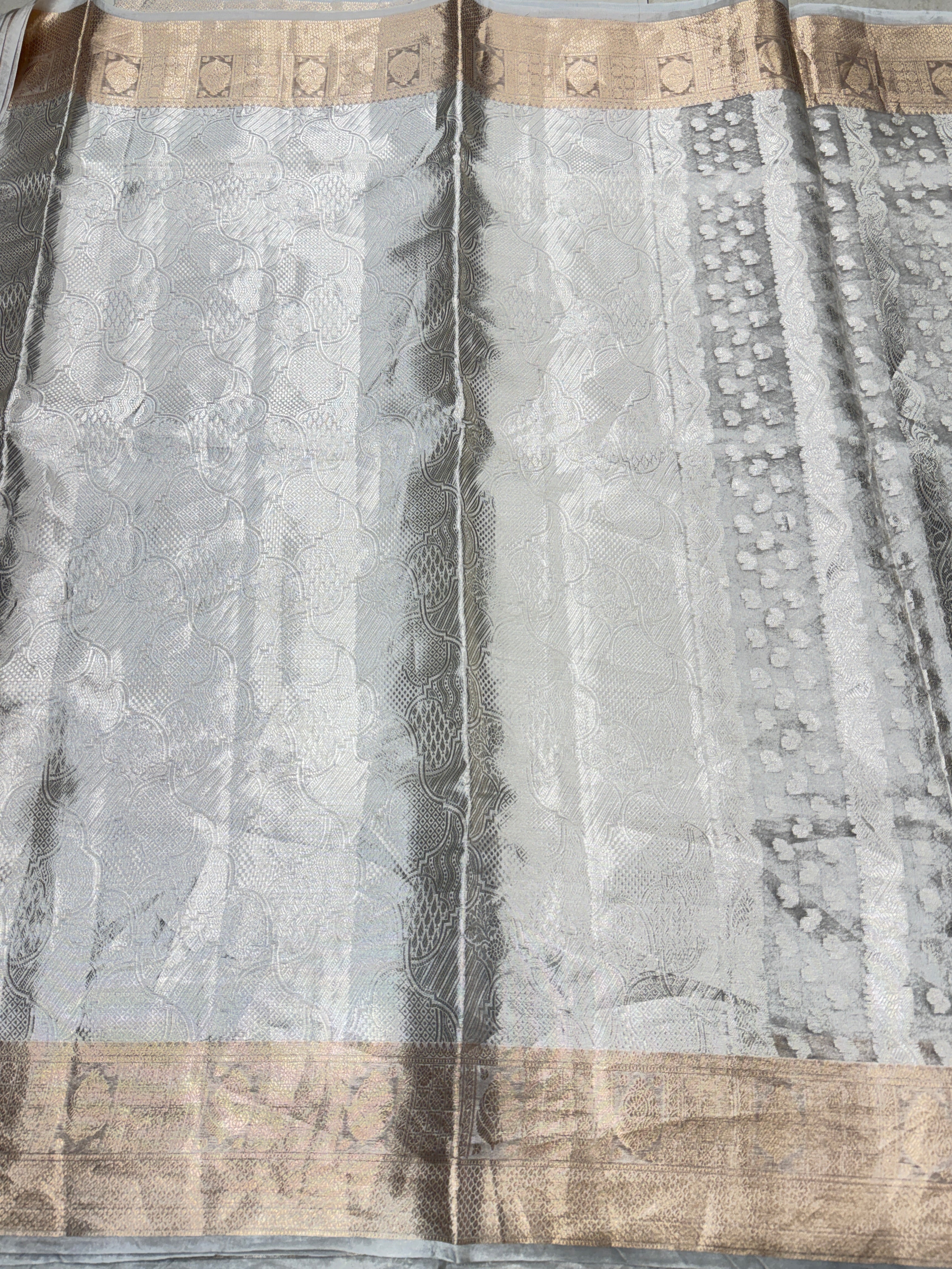 Pure Silver Gold Banarasi Tissue Saree