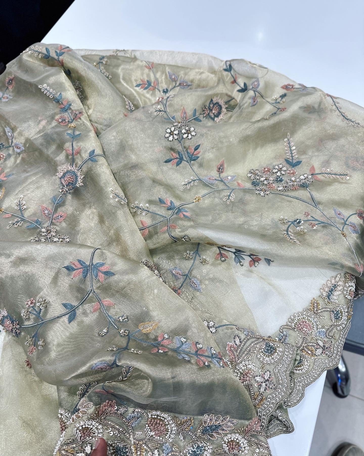 Tissue Embroidery Saree