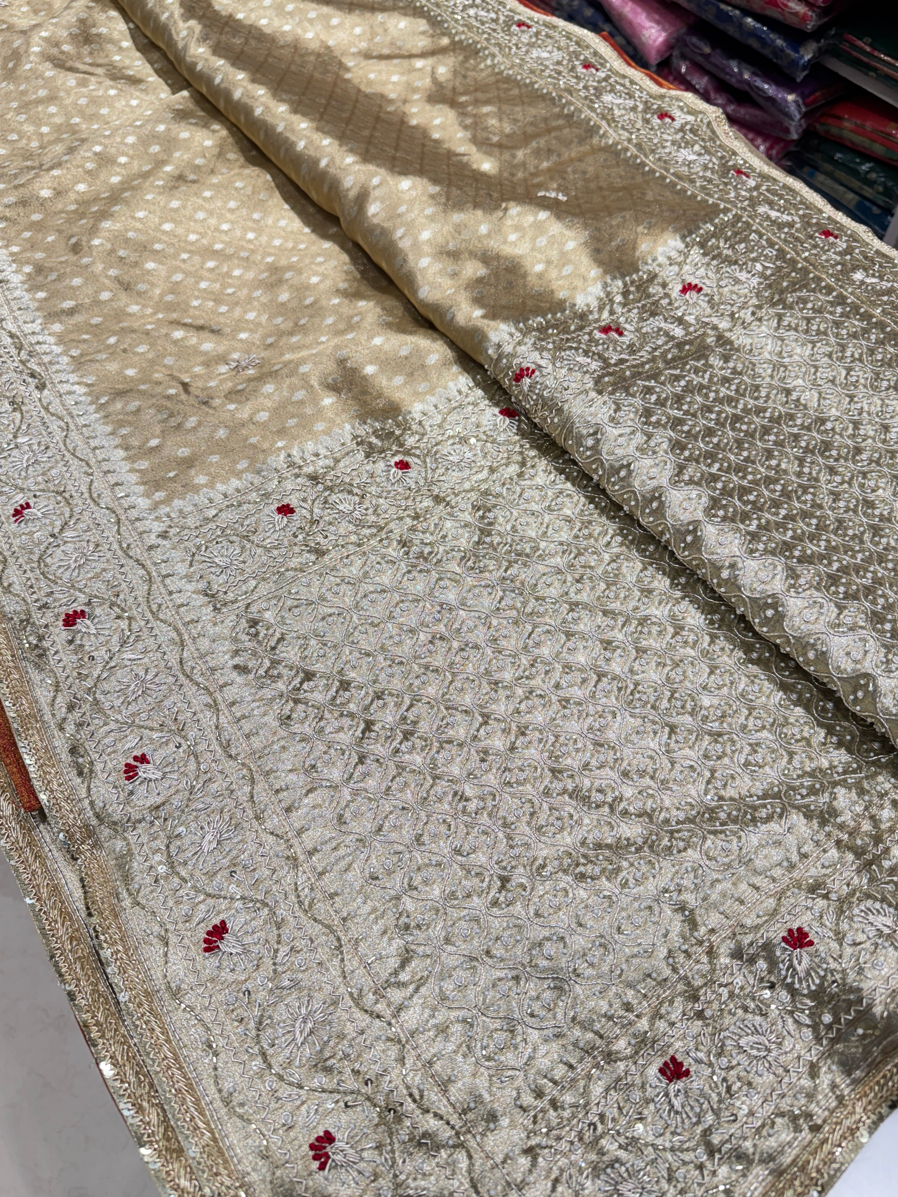 Golden Banarasi Tissue Zardosi Resham Saree