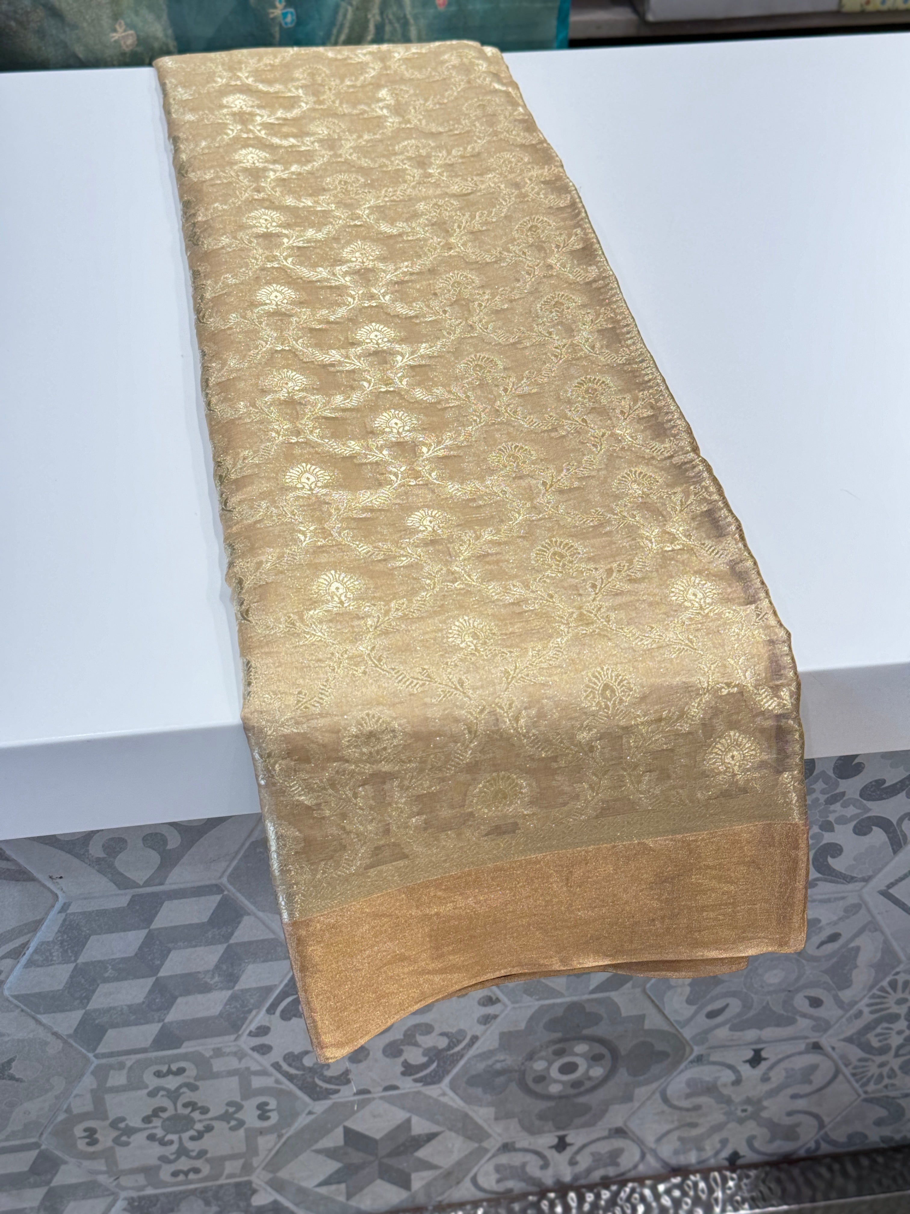 Gold Banarasi Pure Tissue Weaved Saree