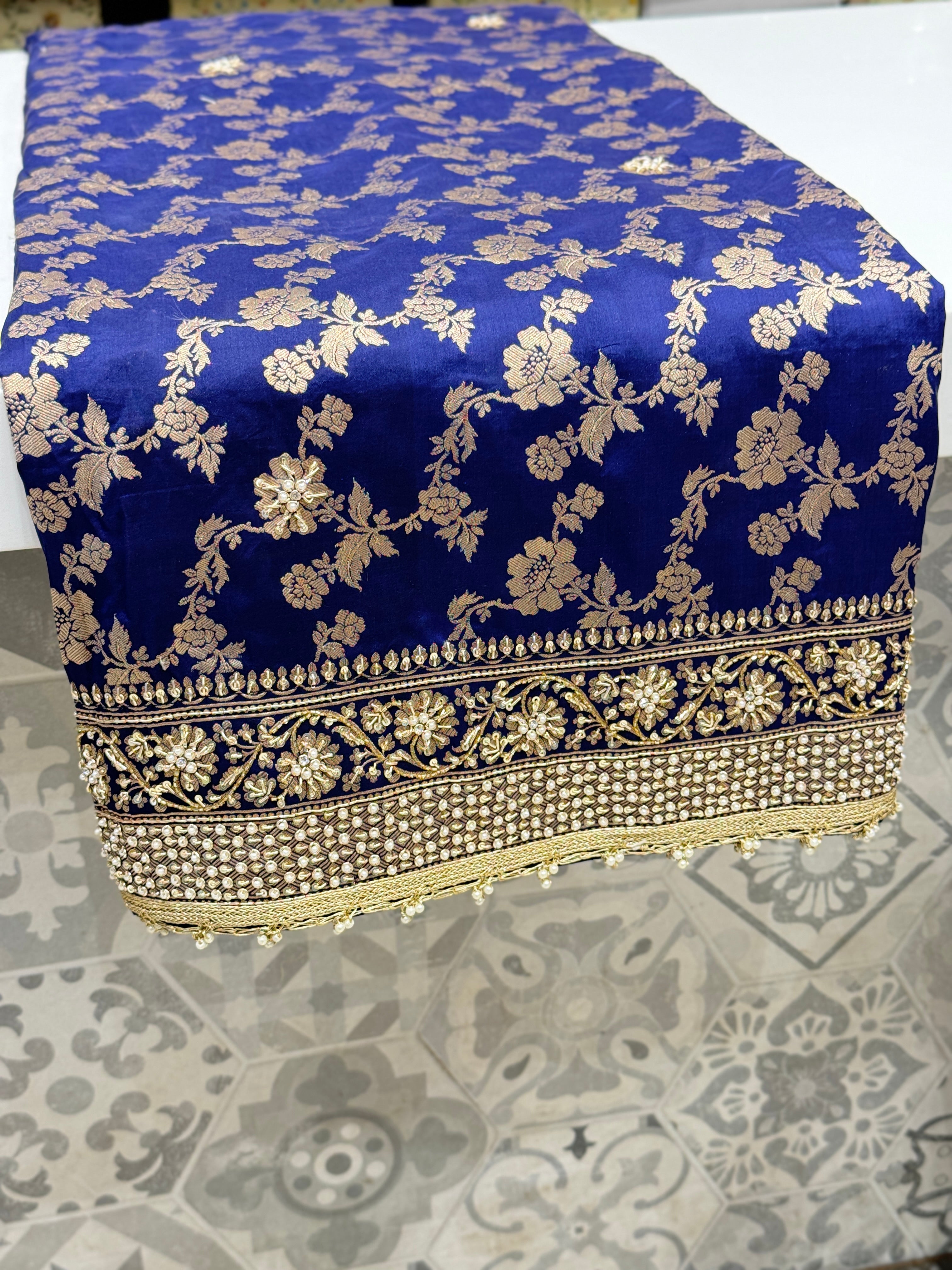 Blue Katan Zardosi Banarasi Saree