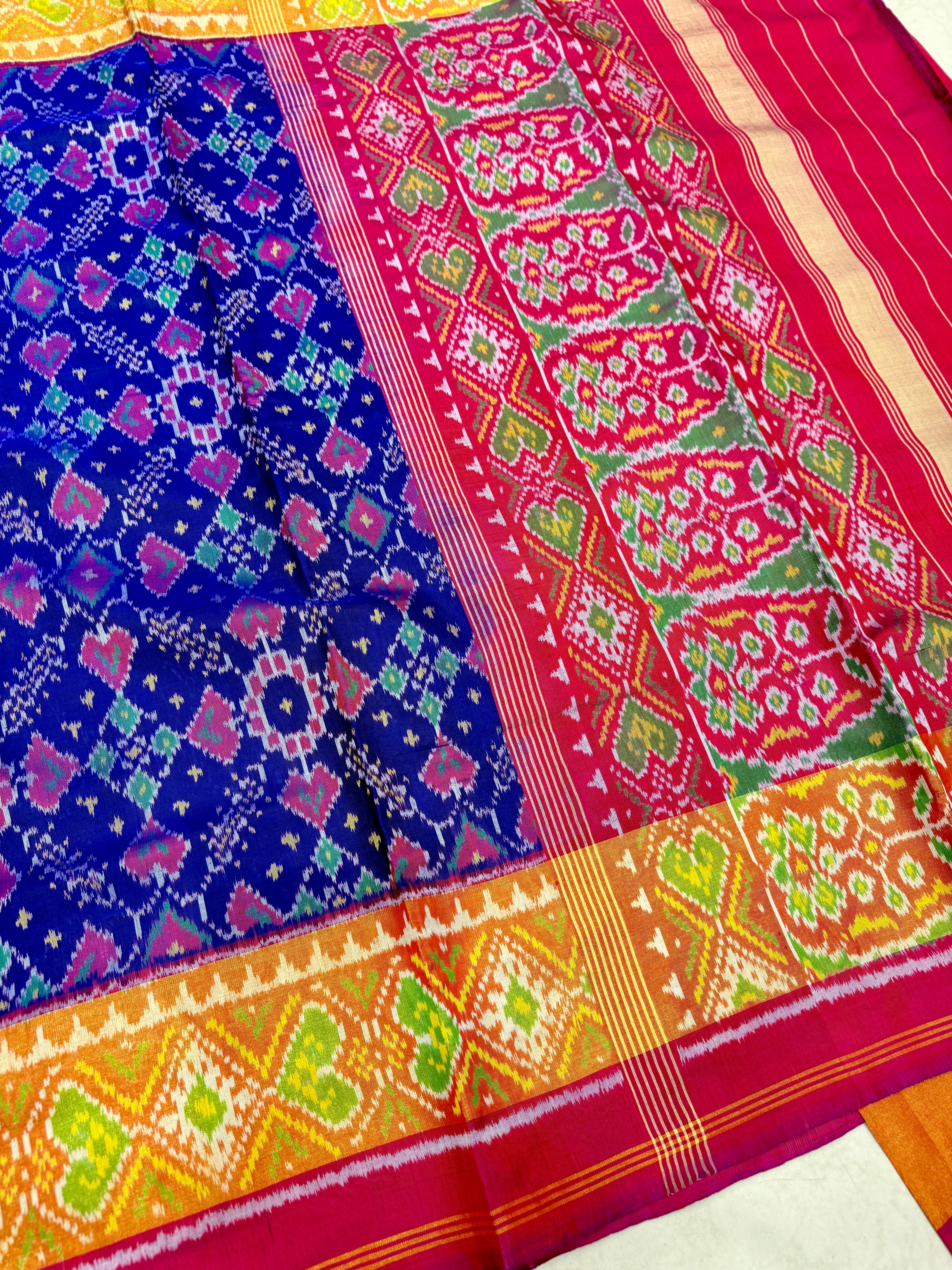 Blue Ratan Chowk Pure Silk Handloom Patola Saree