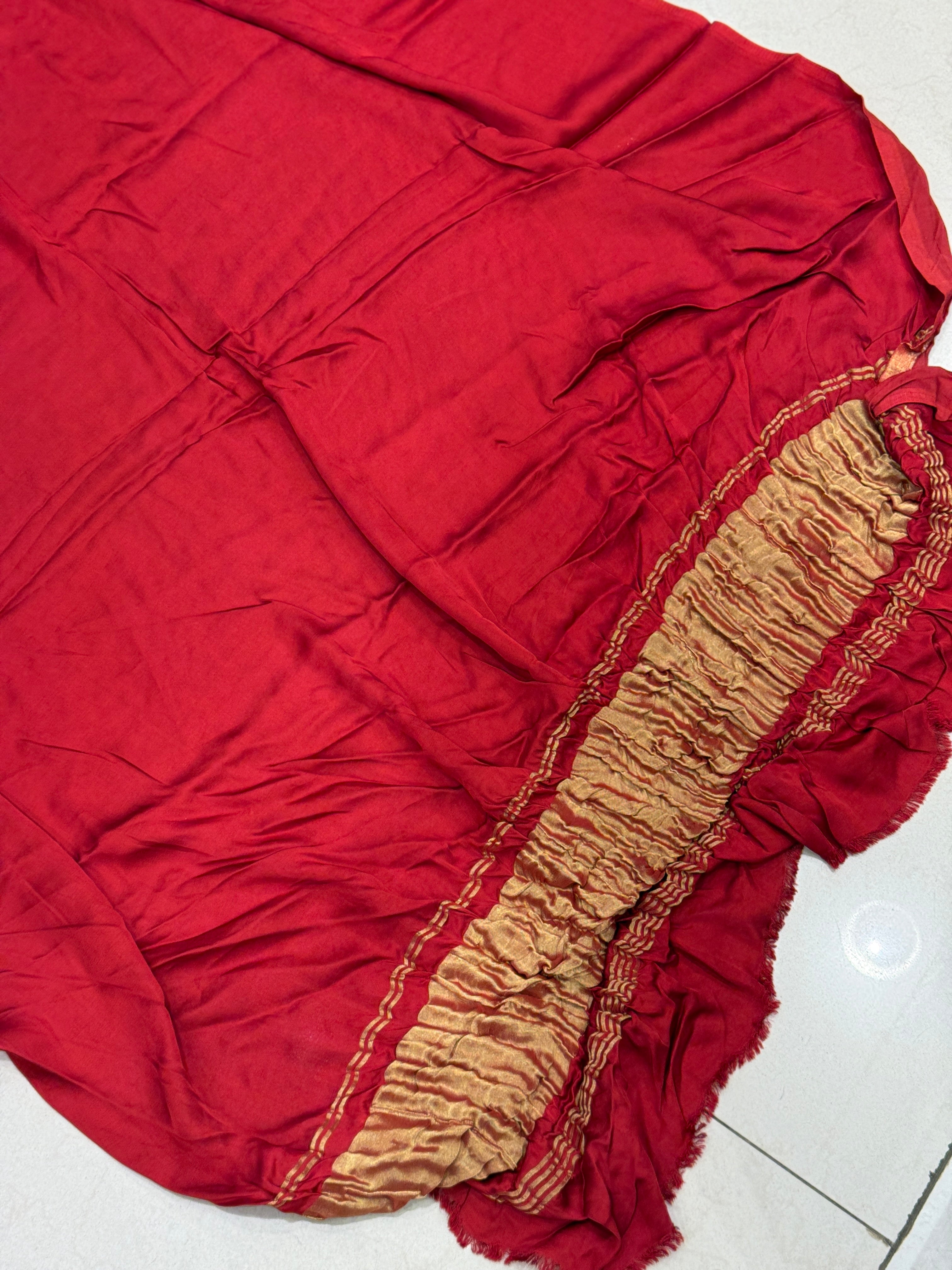 Red Gajji Silk Modal Lagdi Patta Dupatta