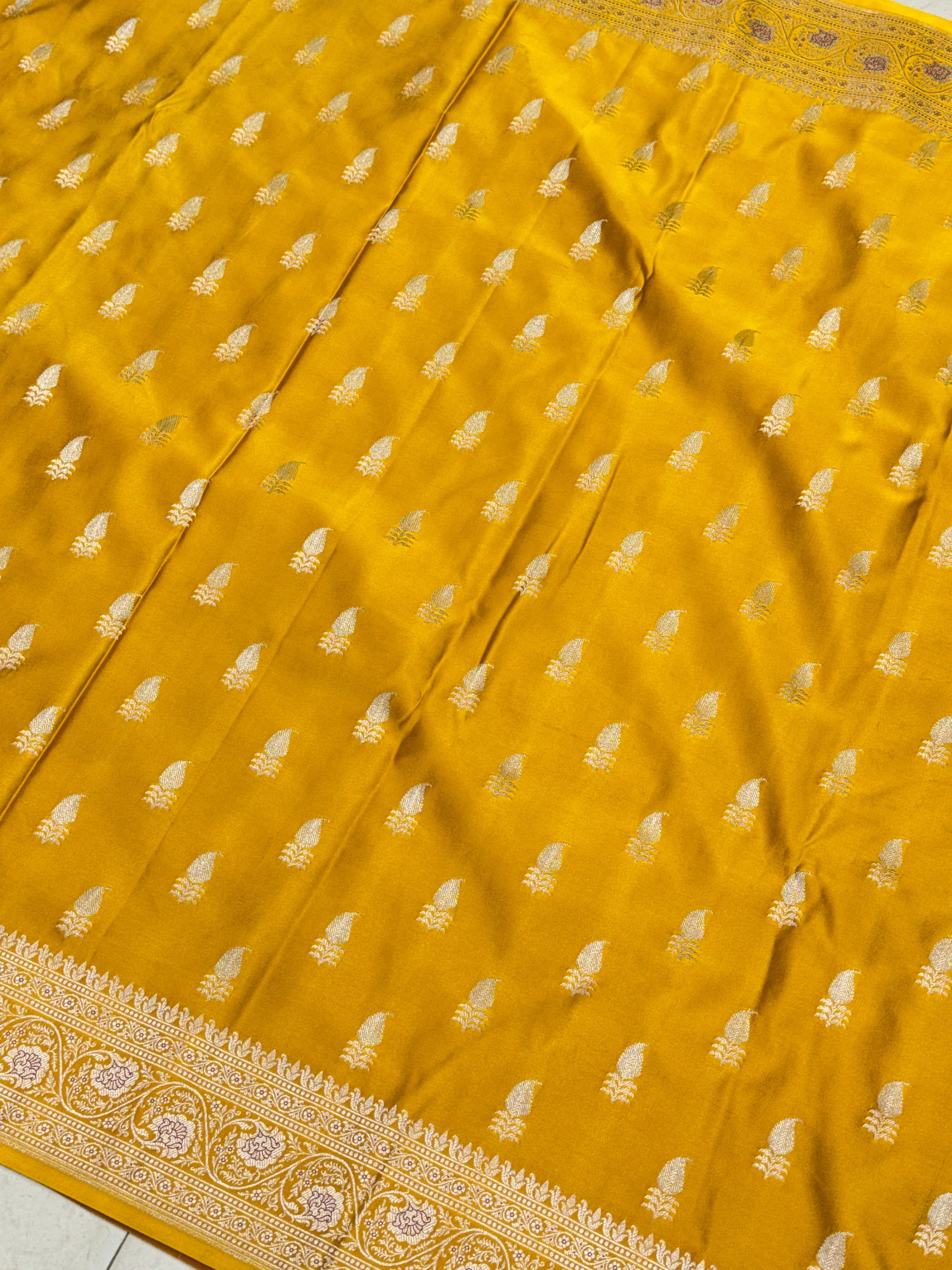 Yellow Banarasi Silk Sona Roopa Buttis Saree
