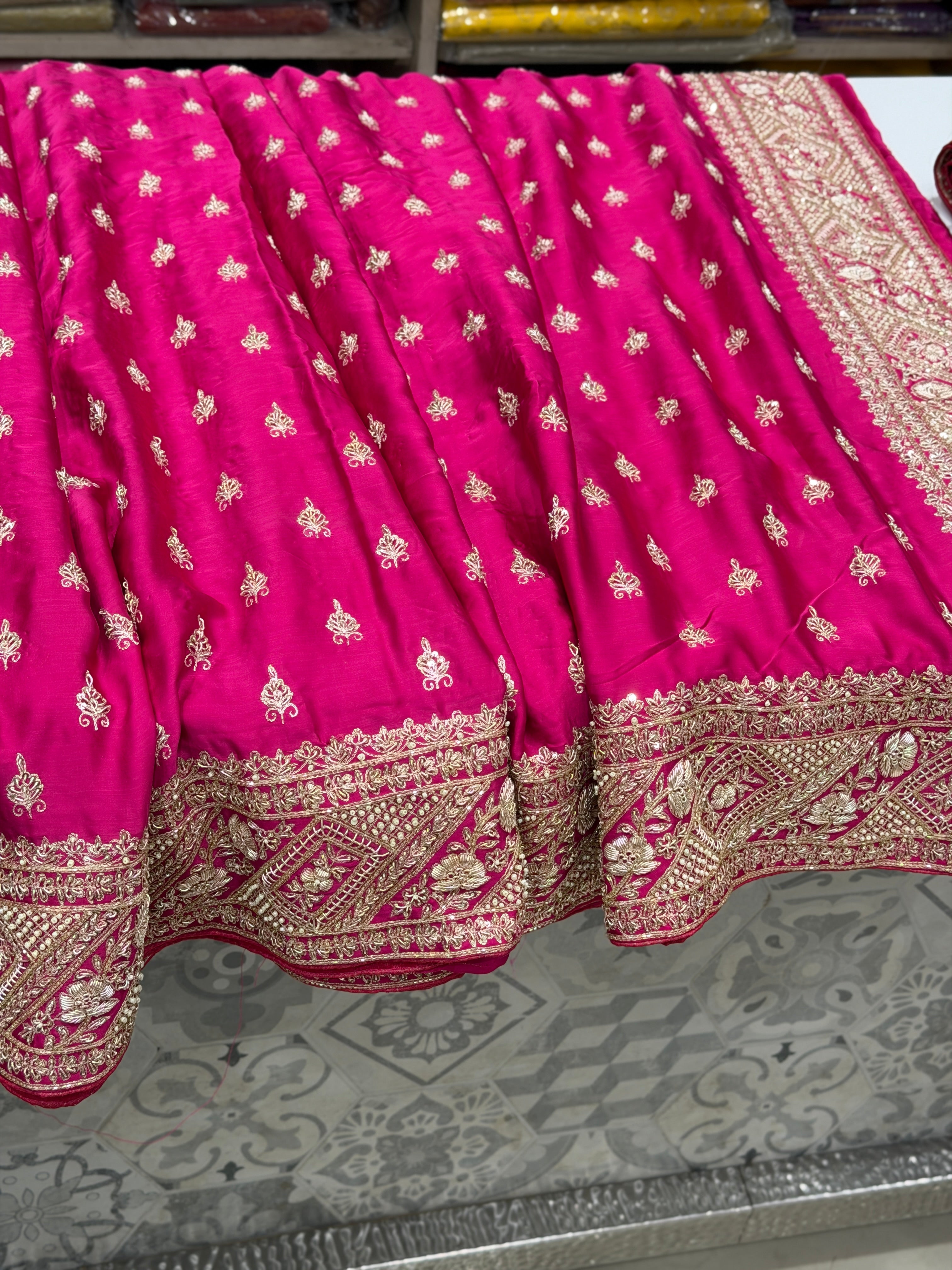 Rani Hand Embroidery Buttis Pure Satin Zardosi Embroidery