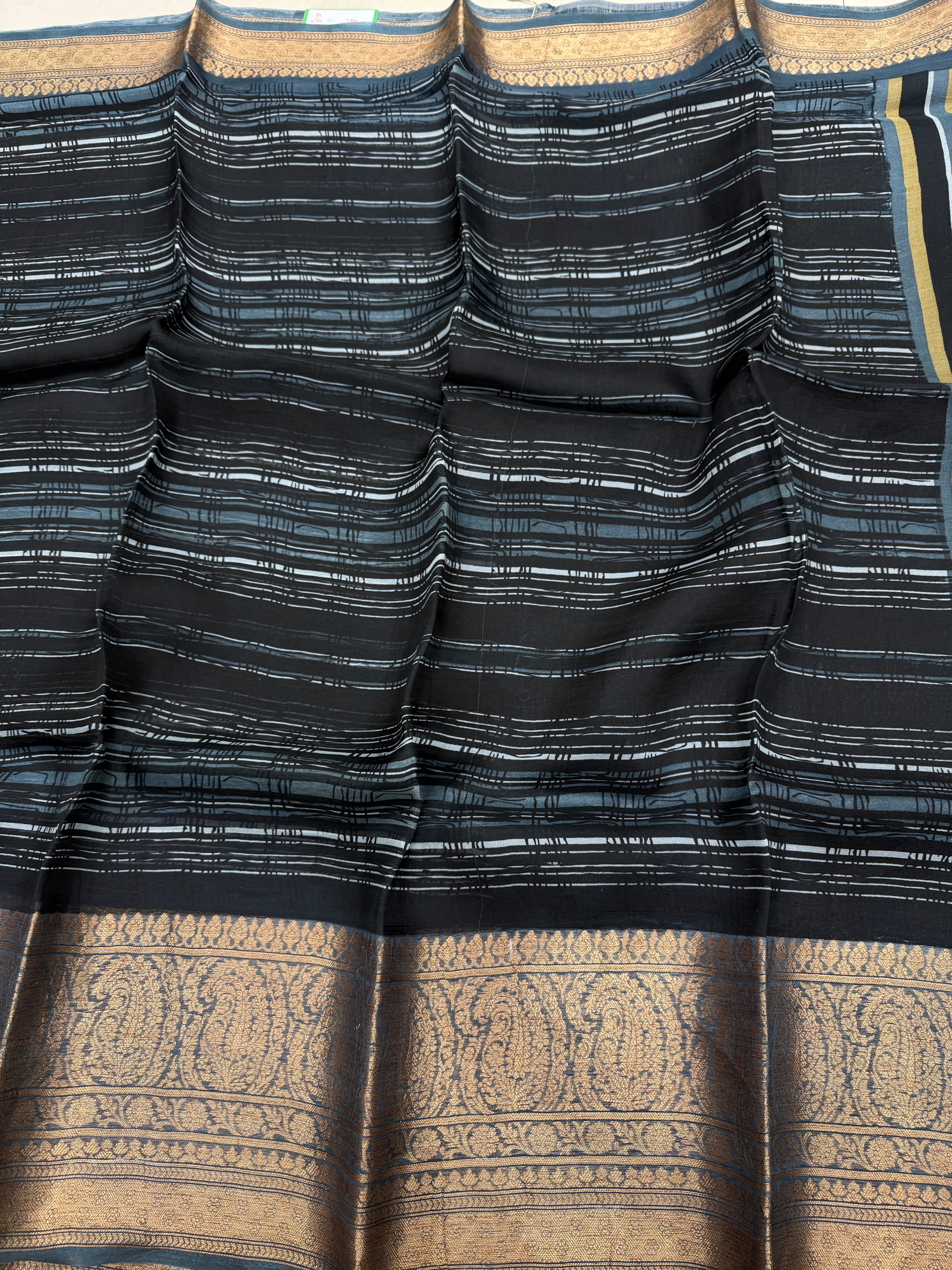 Black Contemporary Pure Banarasi Kora Silk Saree