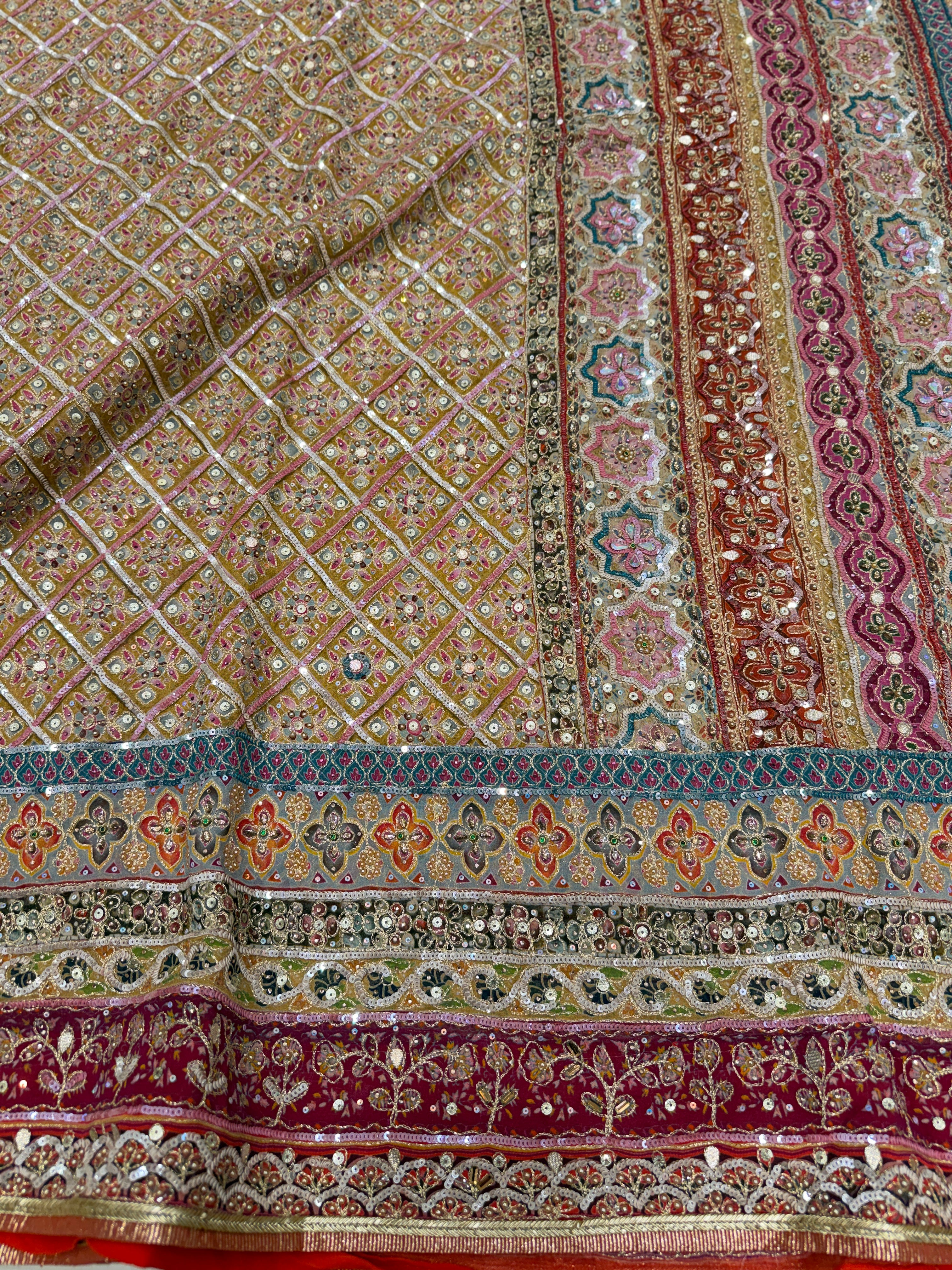 Pink TT inspired Half Half Banarasi Crepe Hand Embroidery Saree