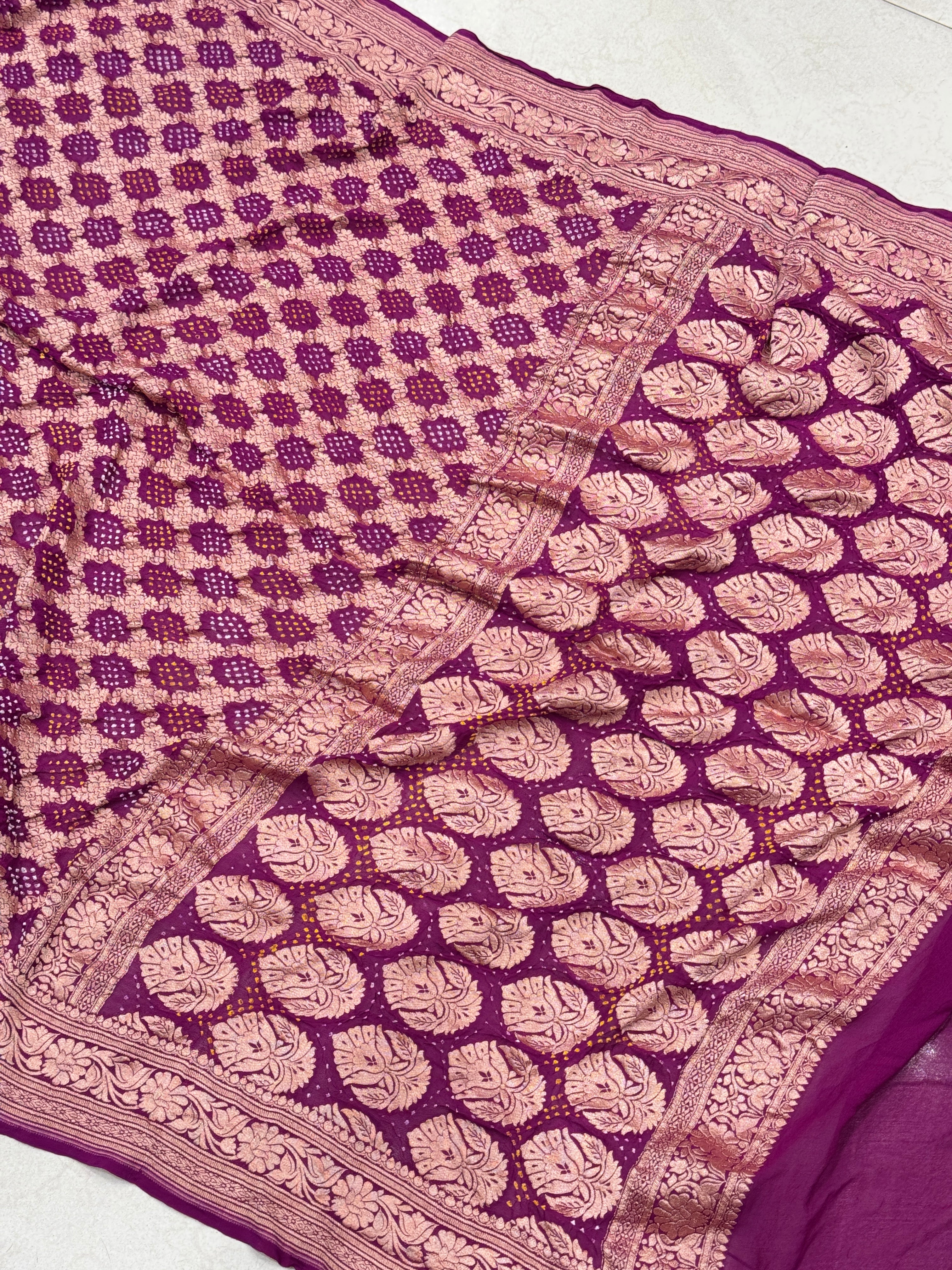 Wine Bandhej Bandhini Saree