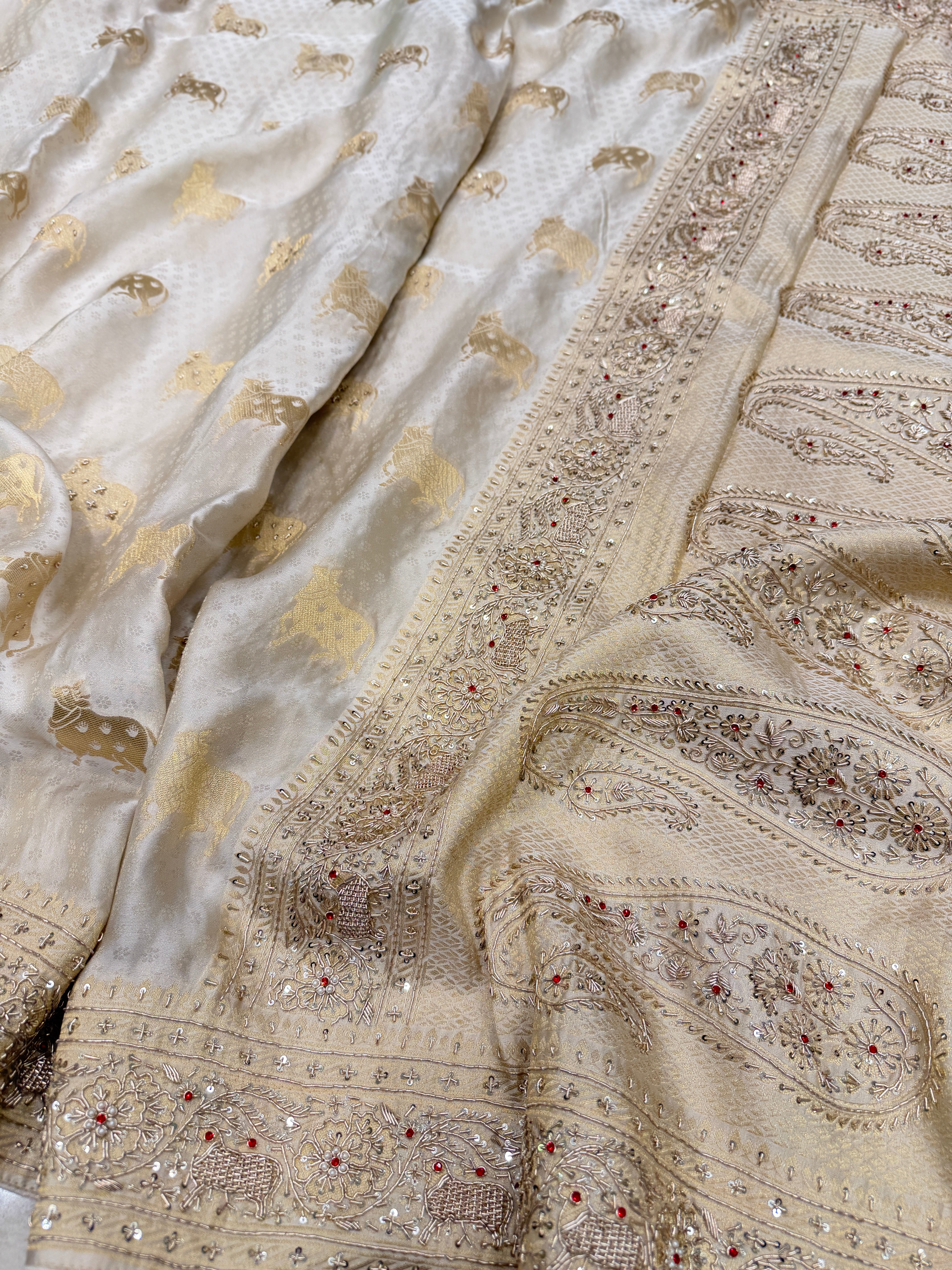 Nandi Edit Banarasi Crepe Tissue Zardodi Hand Embroidery Saree