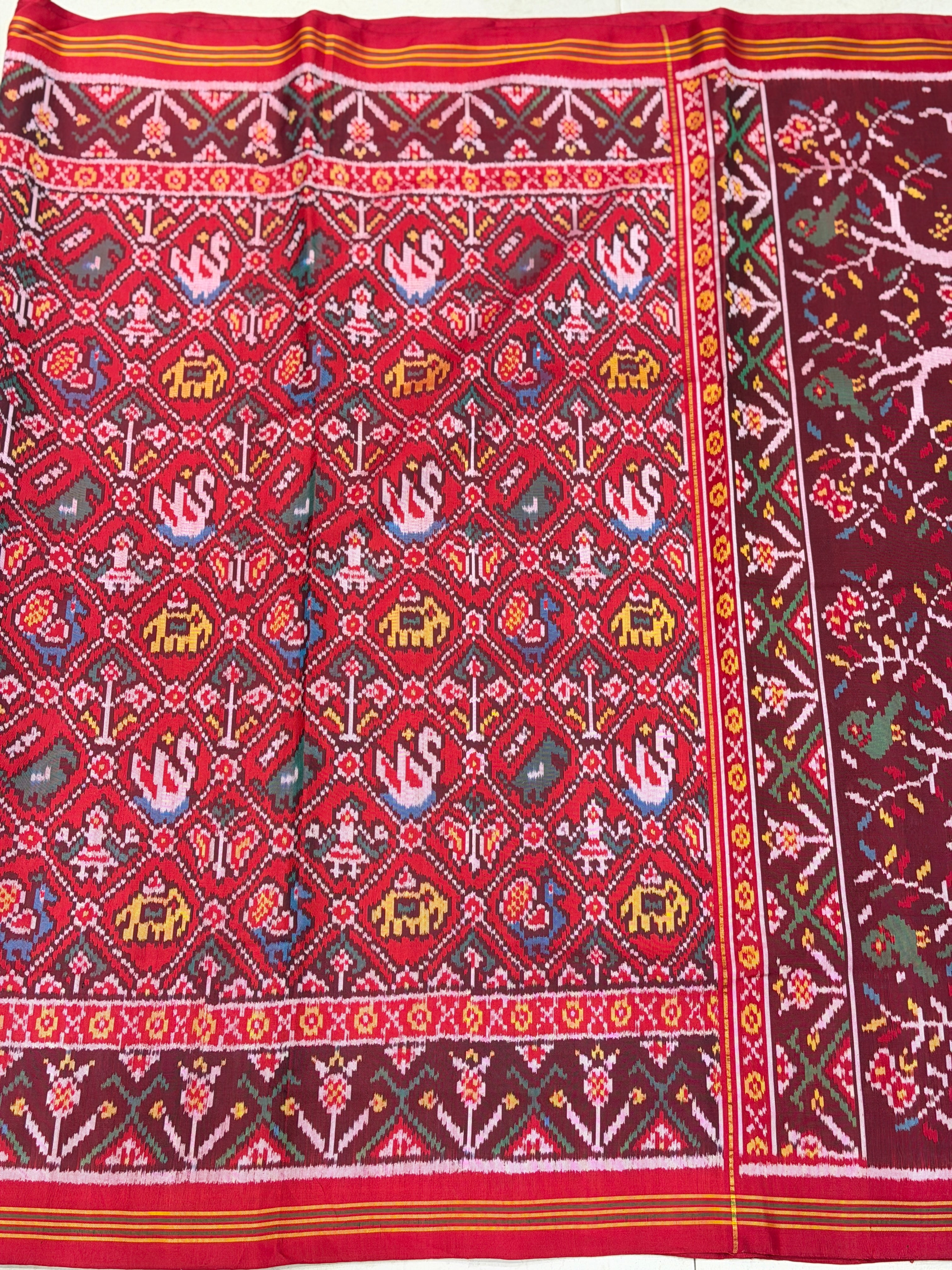Red Narikunjar Patan Patola Handloom Saree