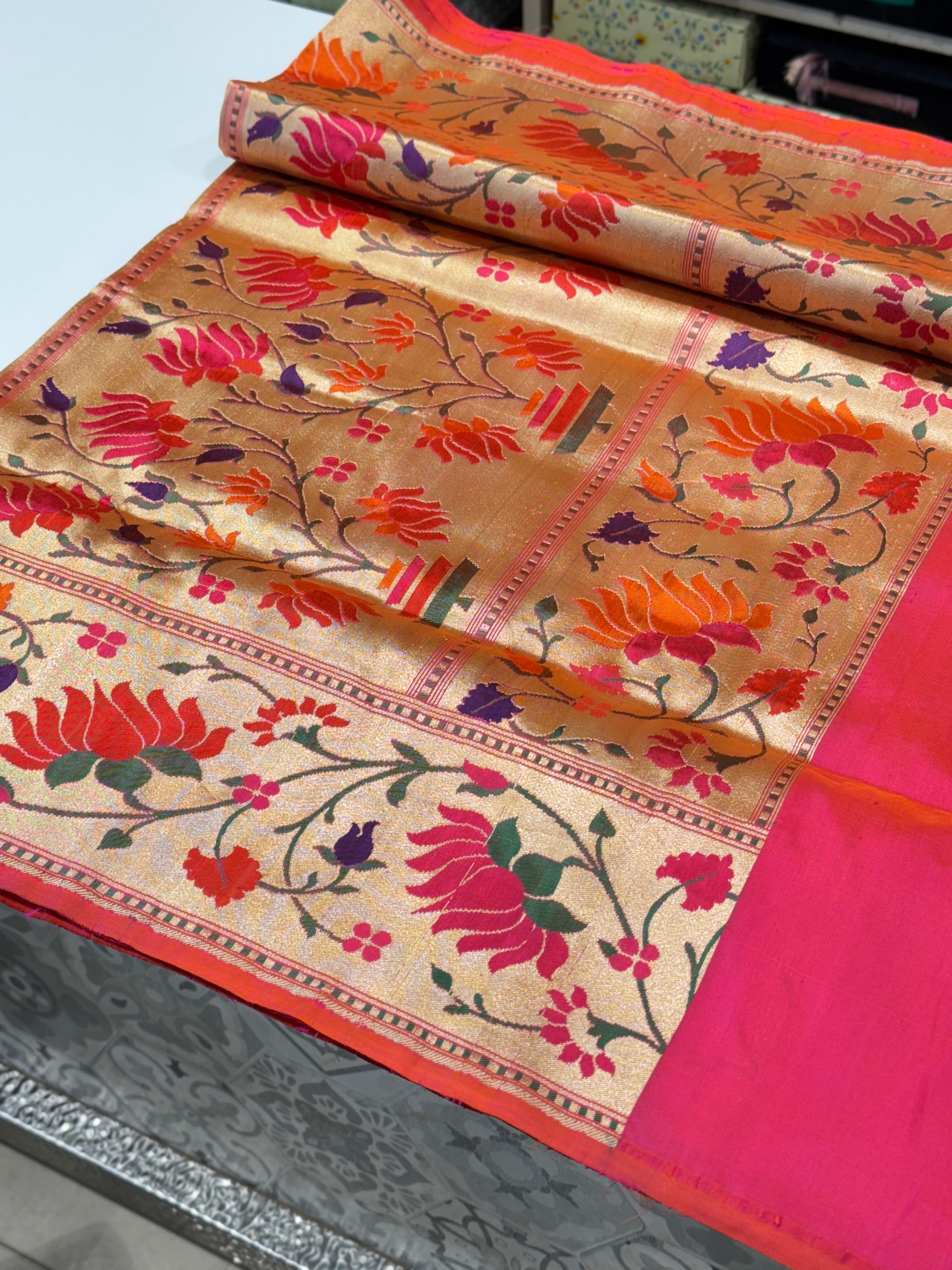 Cross Rani Paithani Banarasi Weaved Saree