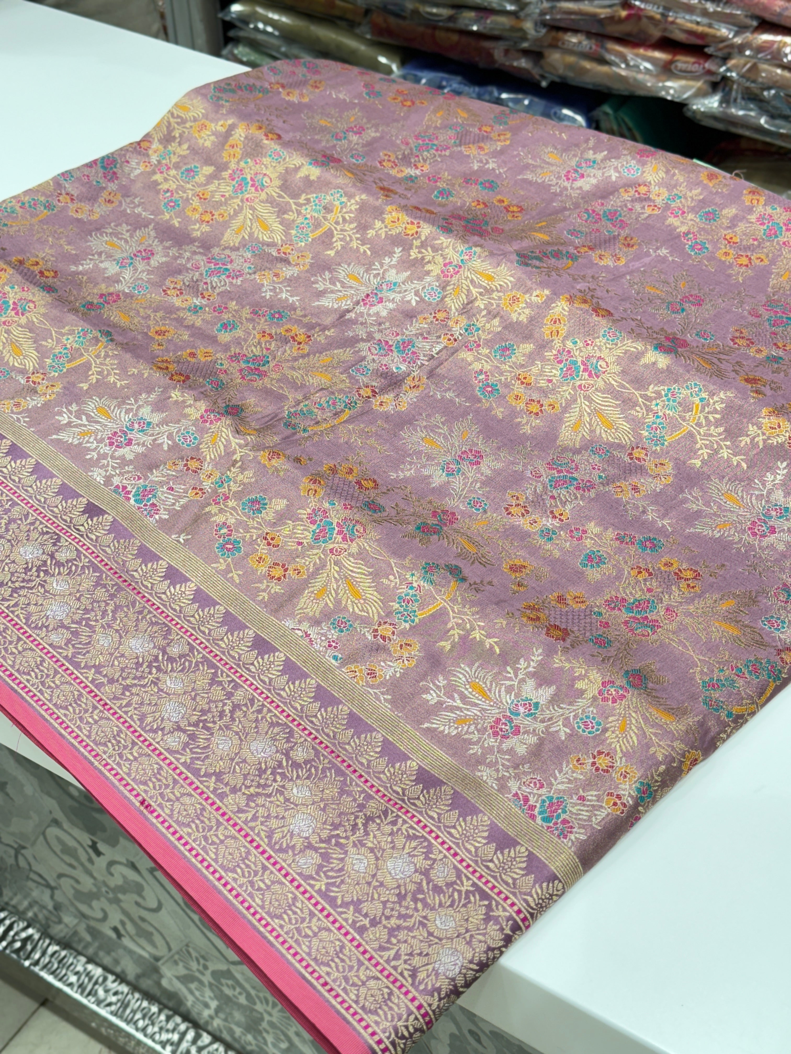 Lilac Meenakari Banarasi Zari Silk Saree