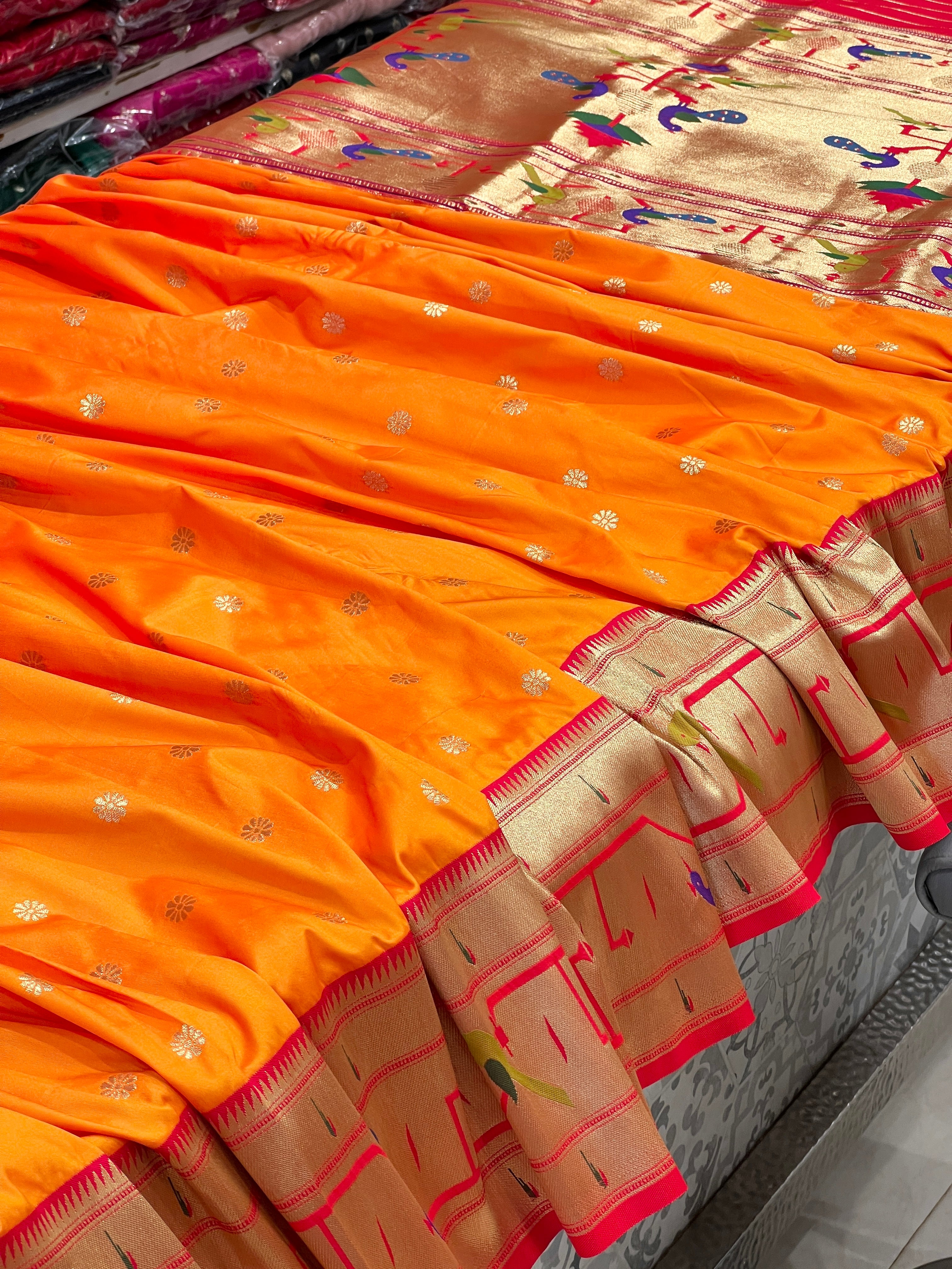 Orange Silk Paithani Saree