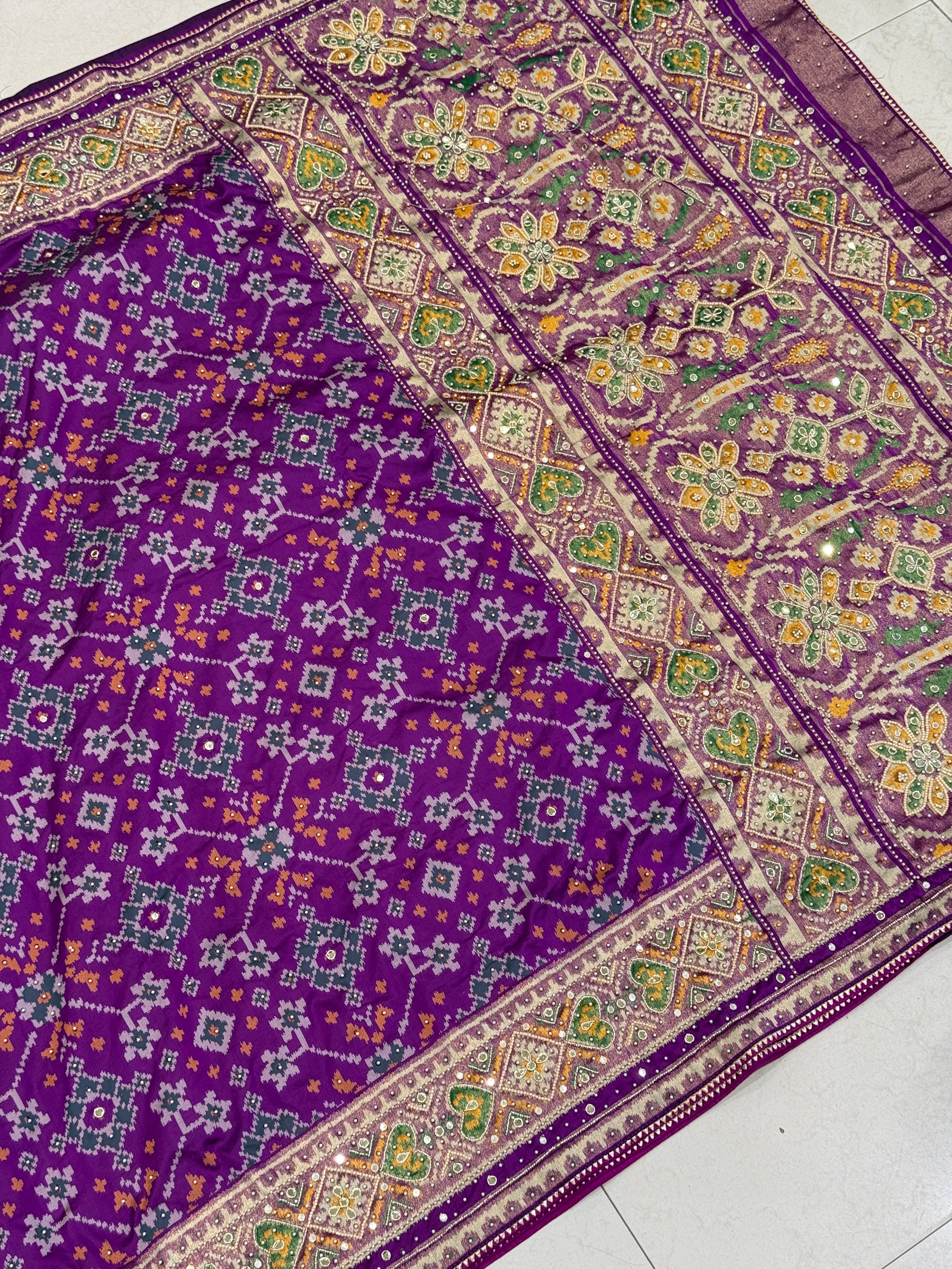Violet Patola 2.0 Moti Hand Embroidery Saree