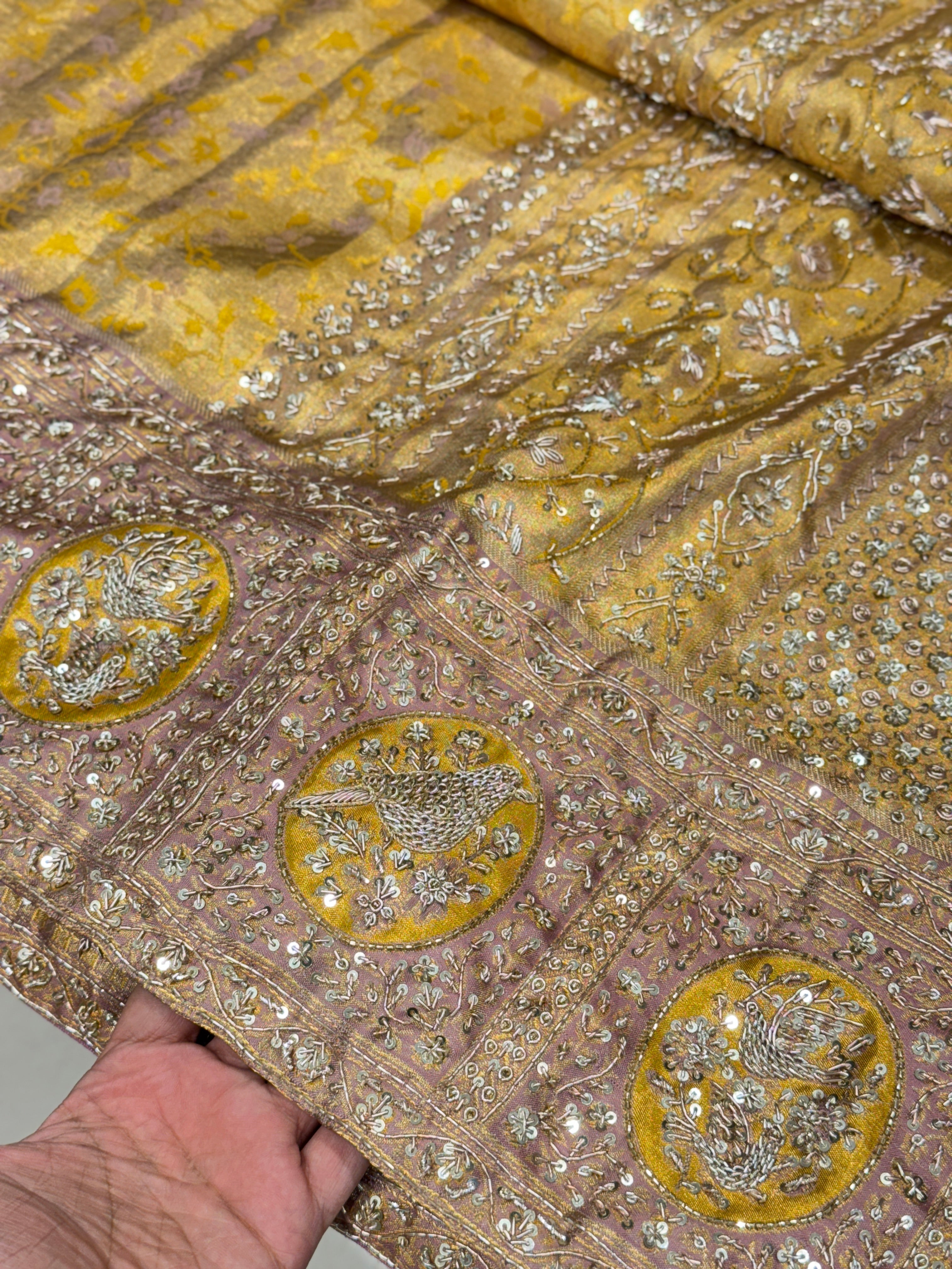 Kanjivaram Hand Embroidery Zardosi Saree